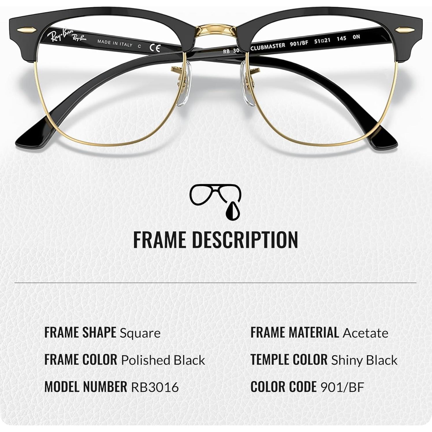 Gafas de Sol Ray-Ban RB3016 Clubmaster Cuadradas con Kit