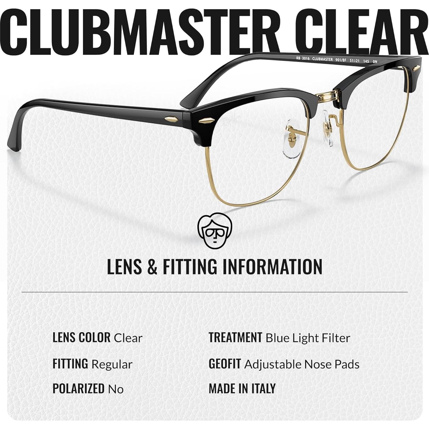 Gafas de Sol Ray-Ban RB3016 Clubmaster Cuadradas con Kit