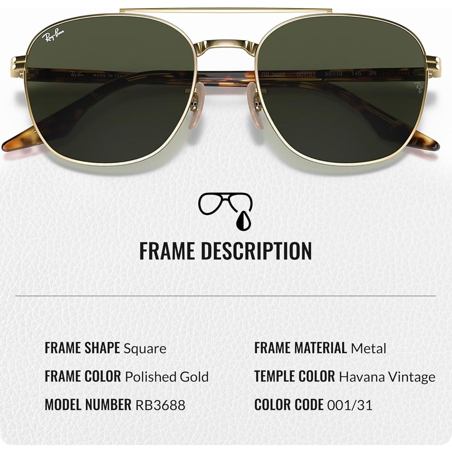 Gafas de sol Ray-Ban RB3688 cuadradas con kit de limpieza