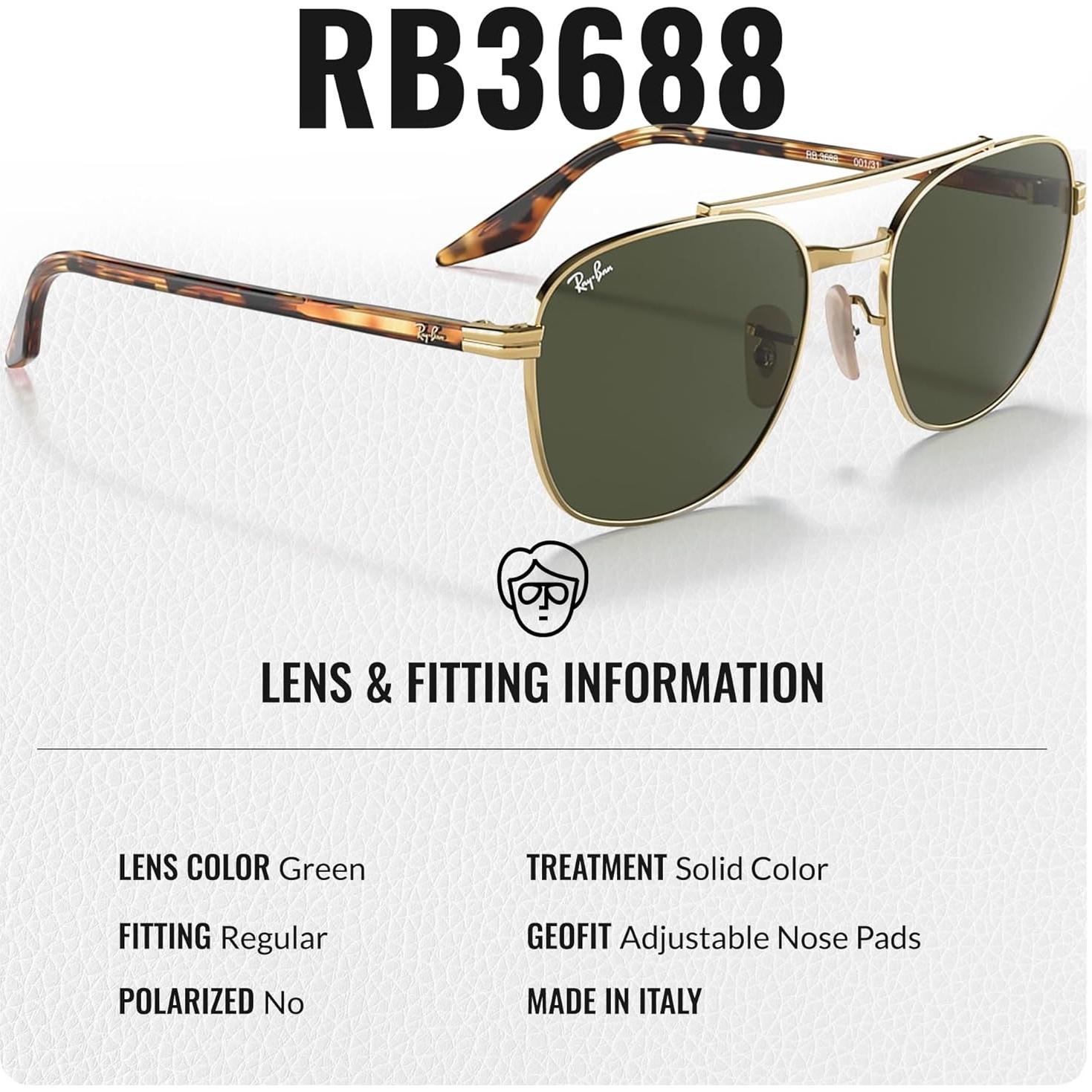 Gafas de sol Ray-Ban RB3688 cuadradas con kit de limpieza