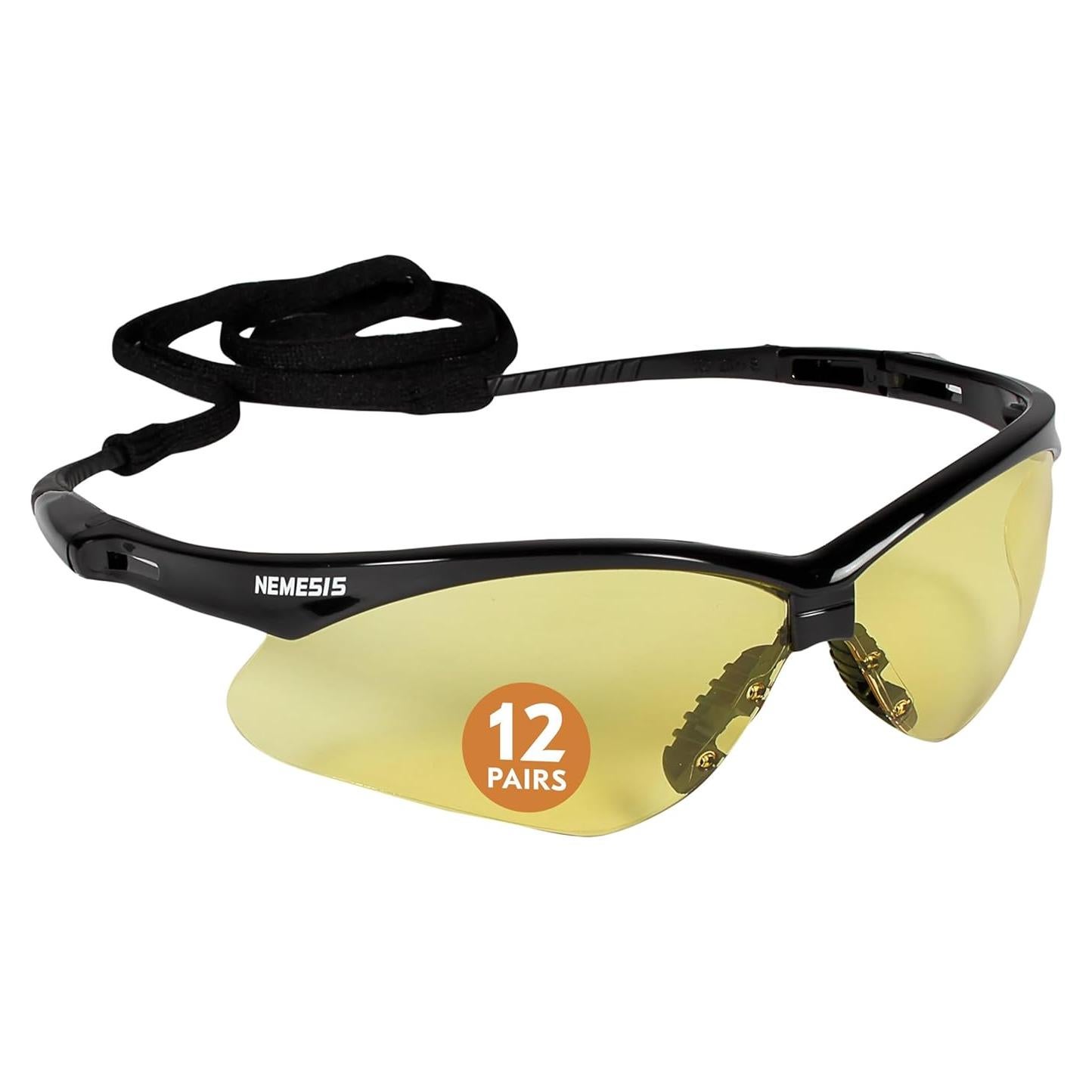 Gafas de Seguridad KleenGuard V30 Nemesis, Lentes Ámbar, 12 Pares