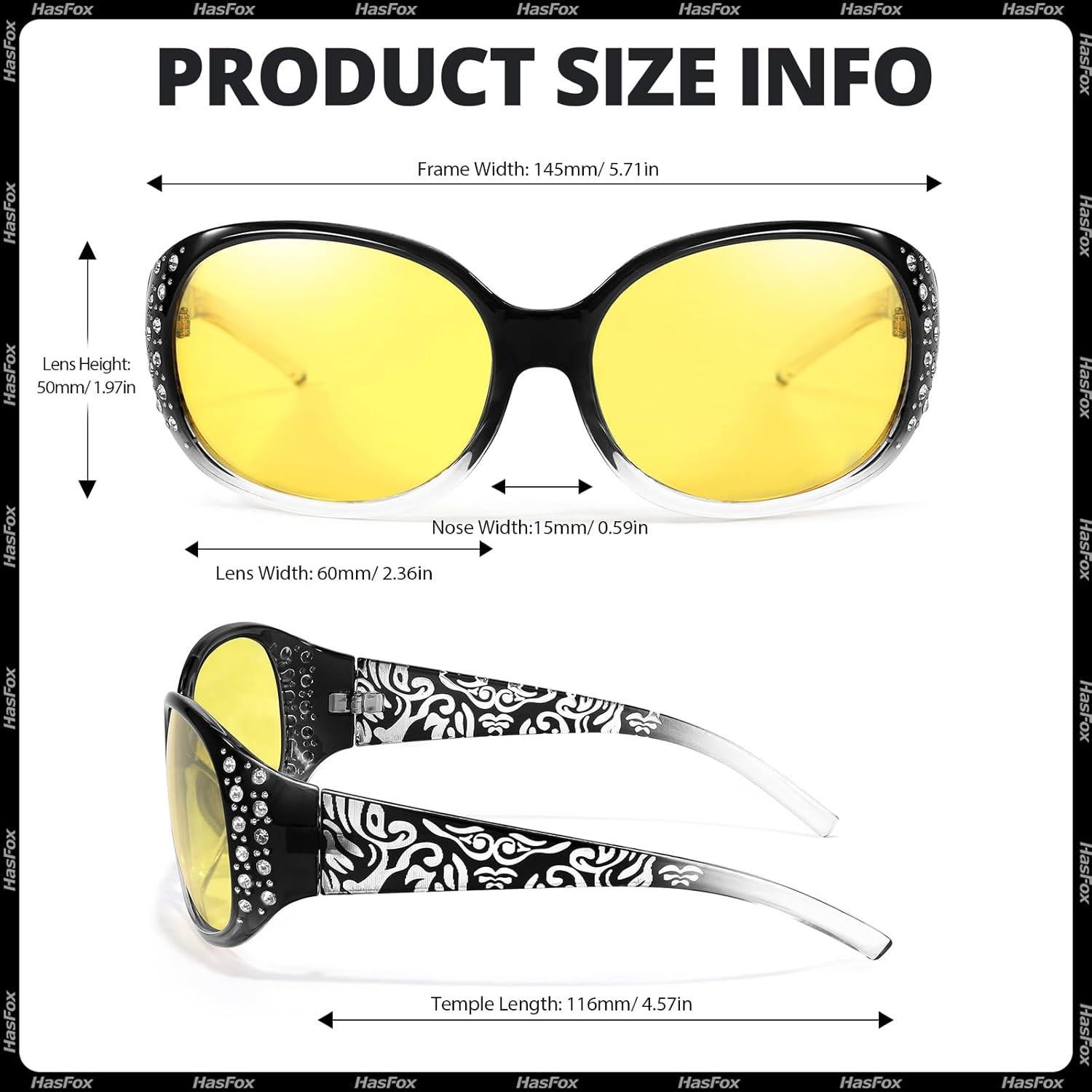 Gafas de Visión Nocturna HASFOX - Lentes Amarillos Polarizados UV400