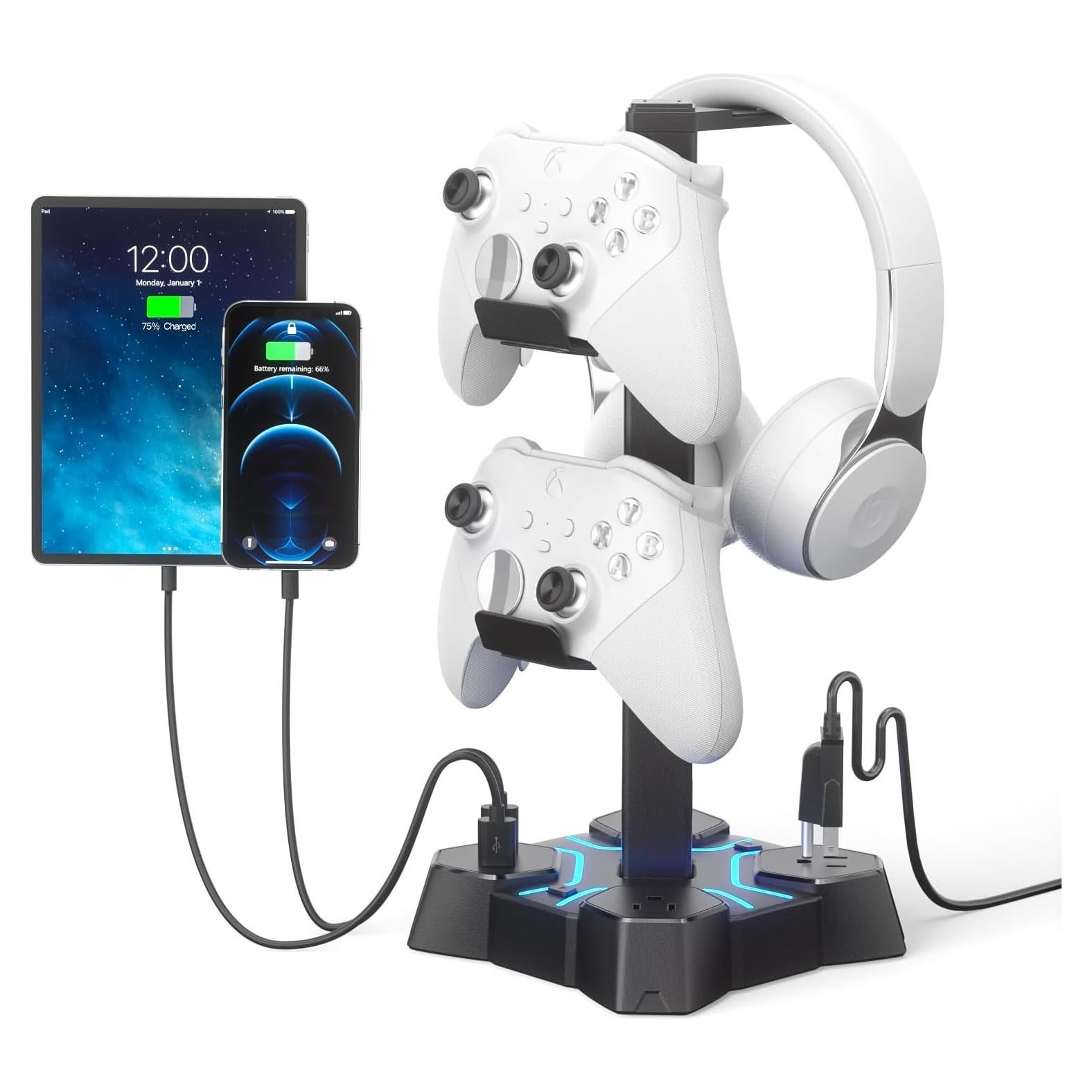 Soporte para Auriculares KDD con Cargador USB y 3 Salidas CA