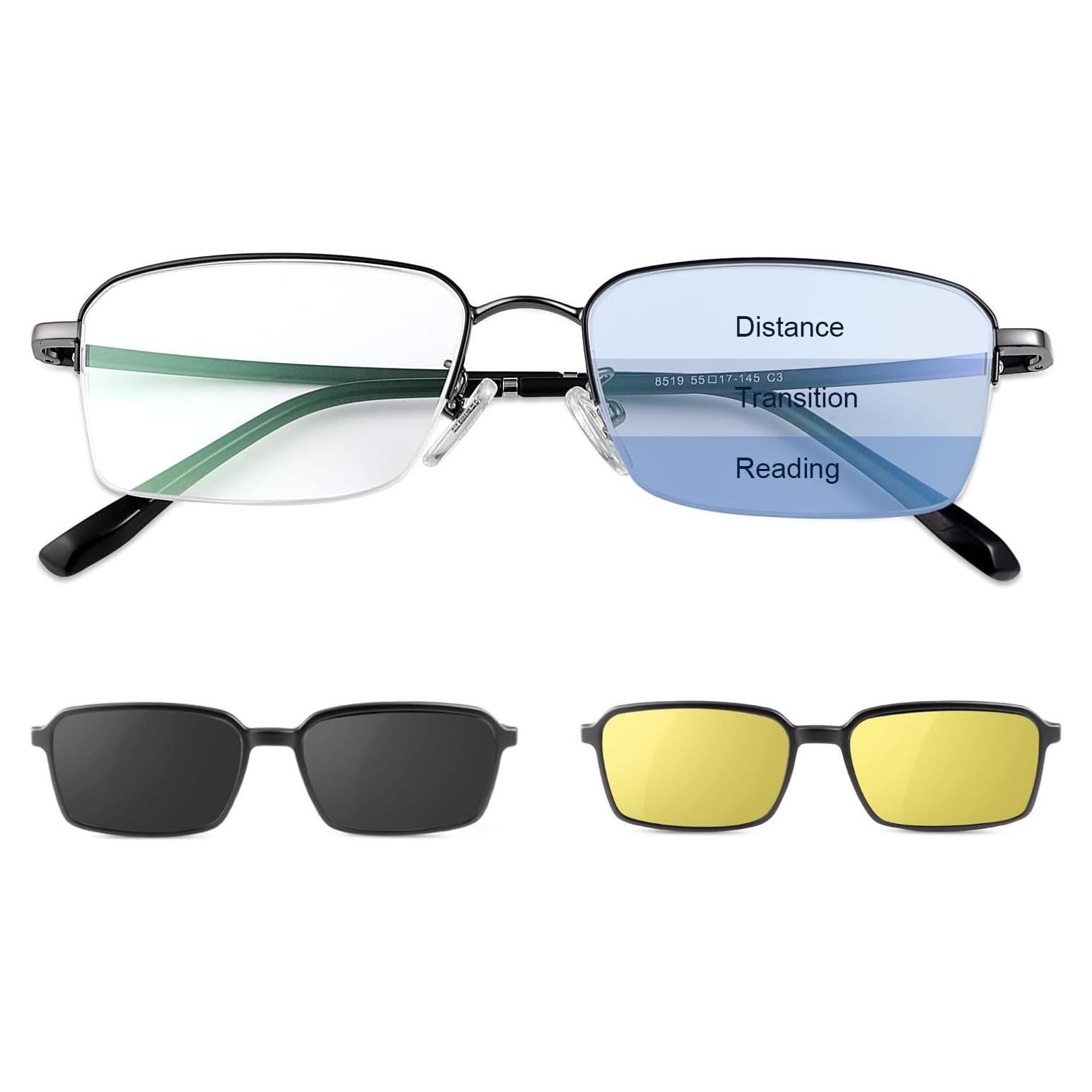 Gafas de lectura progresivas multifocales LJIMI +2, clip sol UV400