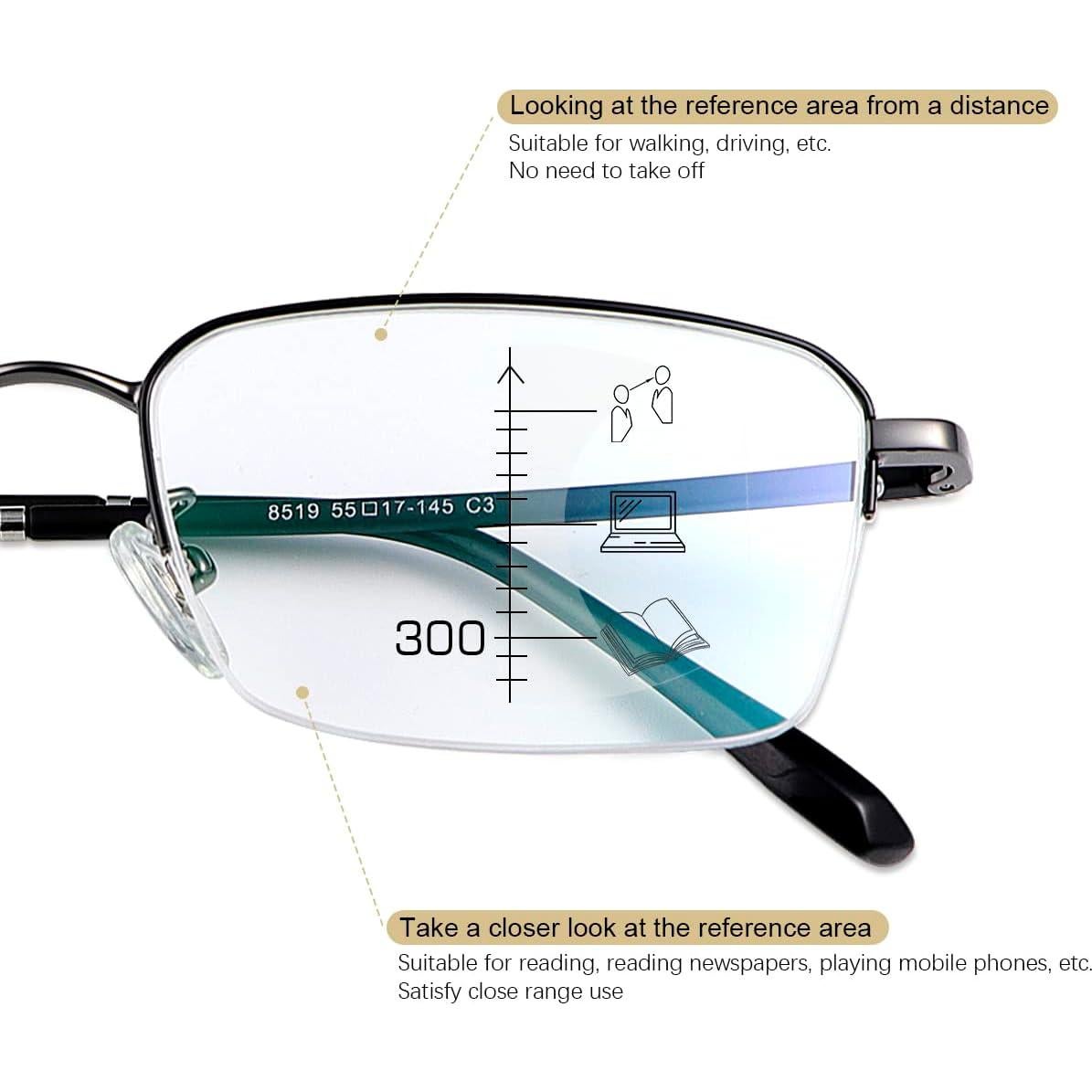 Gafas de lectura progresivas multifocales LJIMI +2, clip sol UV400