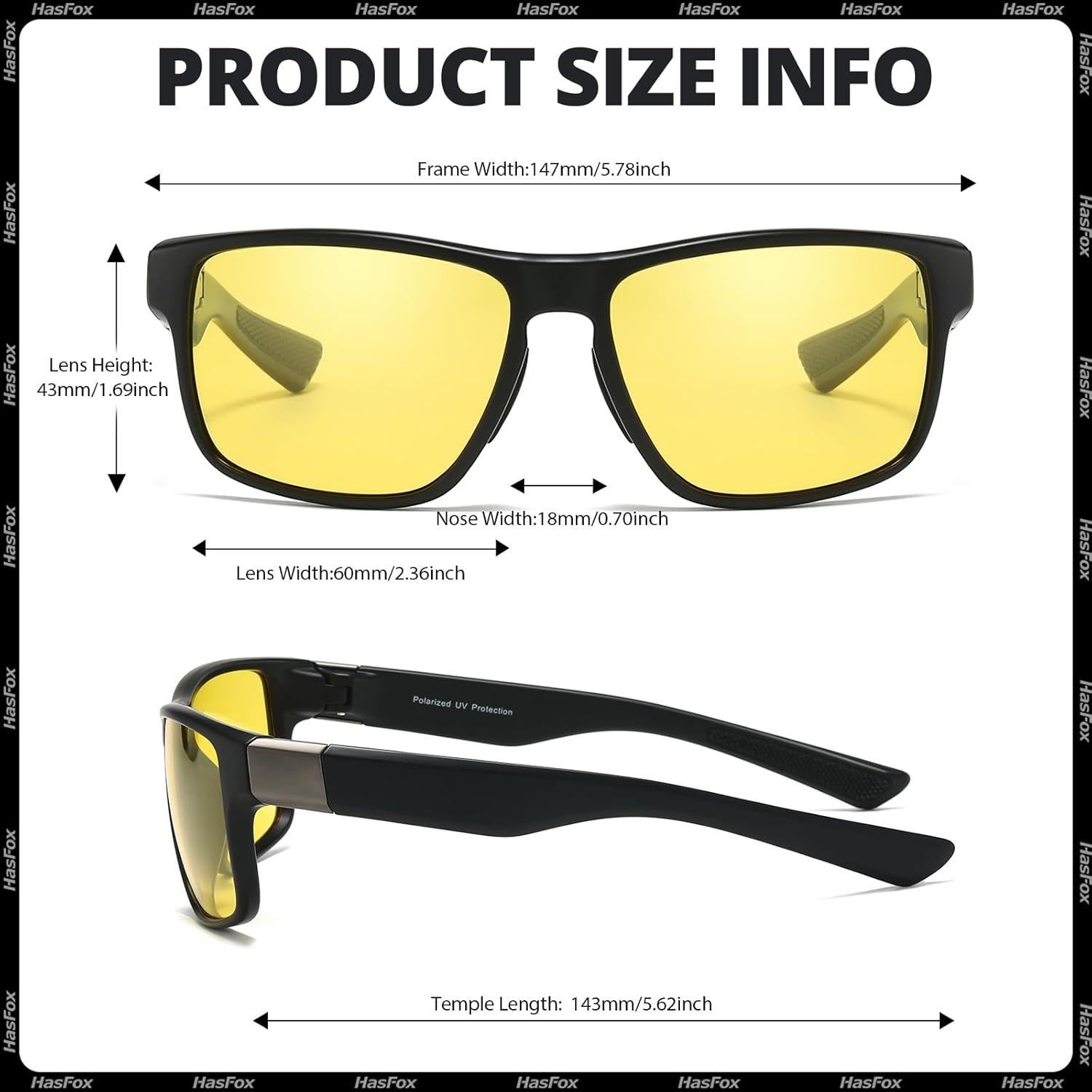 Gafas de Visión Nocturna HASFOX Polarizadas Amarillas UV400