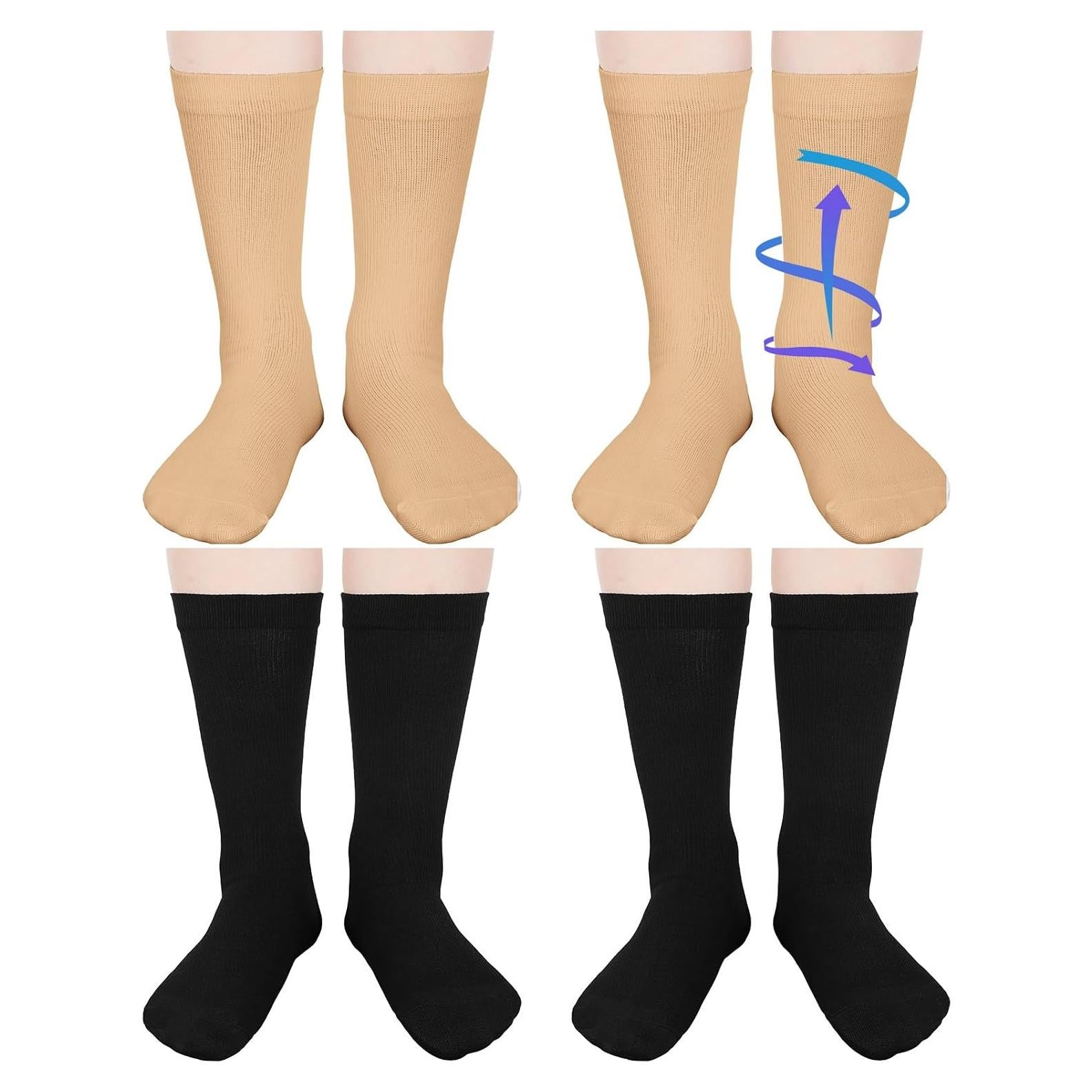 4 Pares de Calcetines de Compresión para Niños 15-20 mmHg