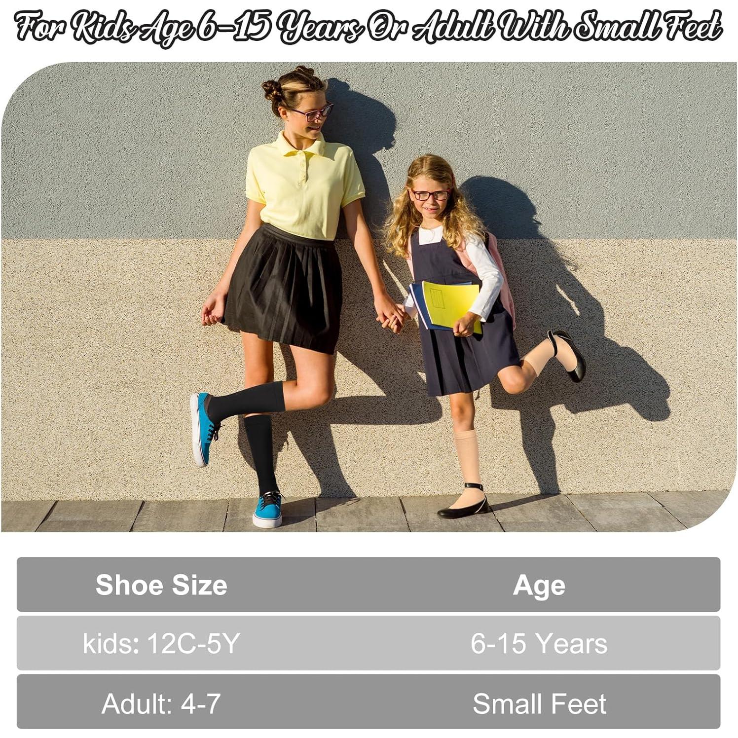 4 Pares de Calcetines de Compresión para Niños 15-20 mmHg