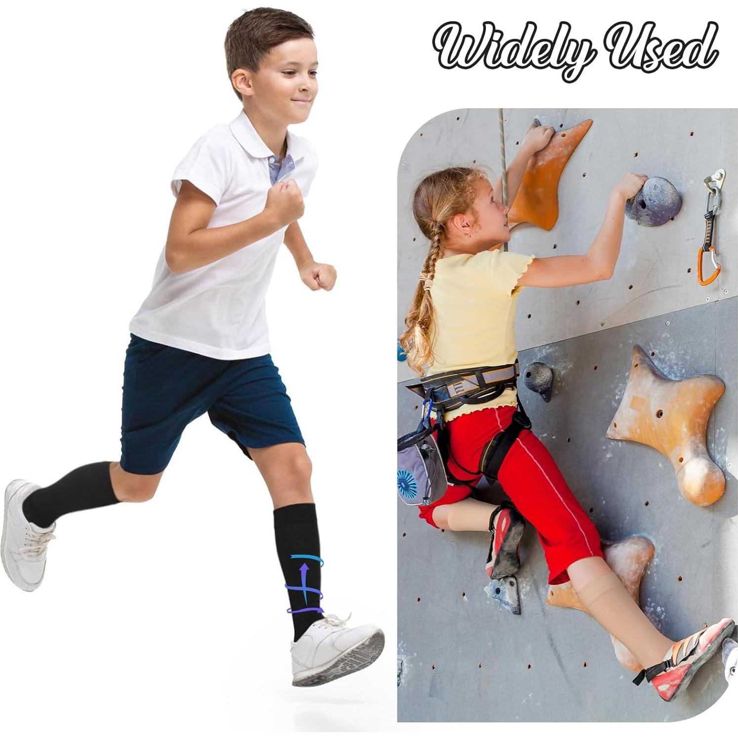 4 Pares de Calcetines de Compresión para Niños 15-20 mmHg