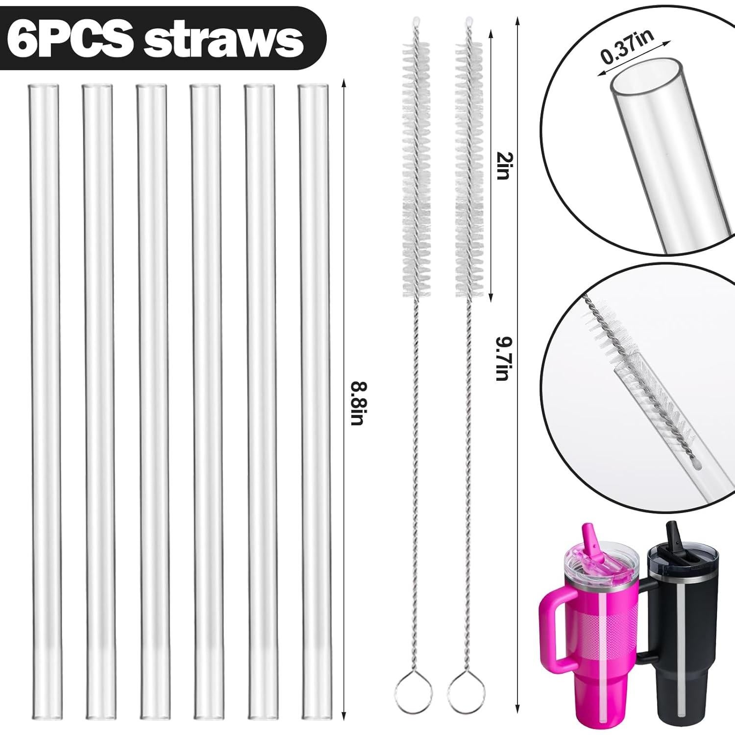 Popotes Reutilizables Mity Rain para Taza Stanley 40oz - 6 Piezas