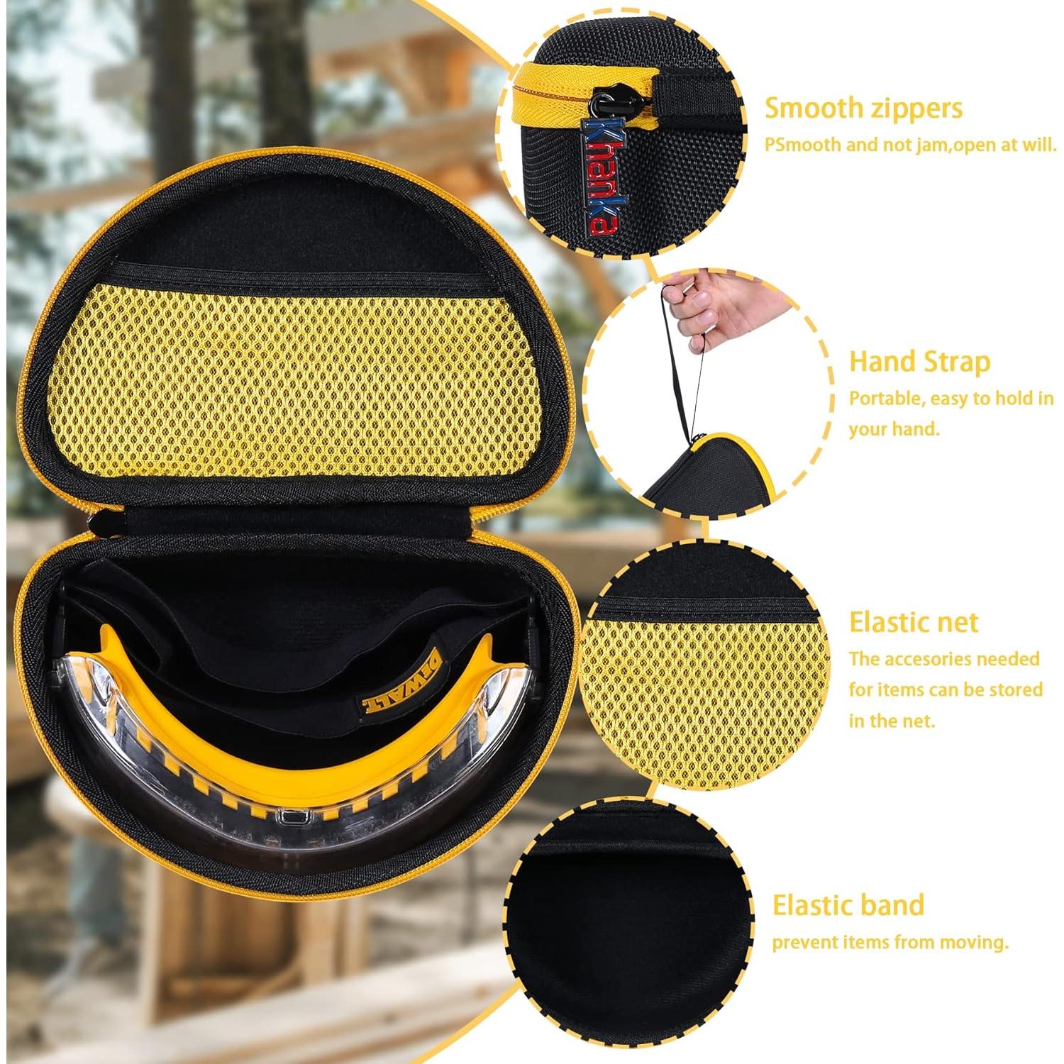 Funda Dura Khanka para Gafas DEWALT DPG82-11/DPG82-21 Amarillo