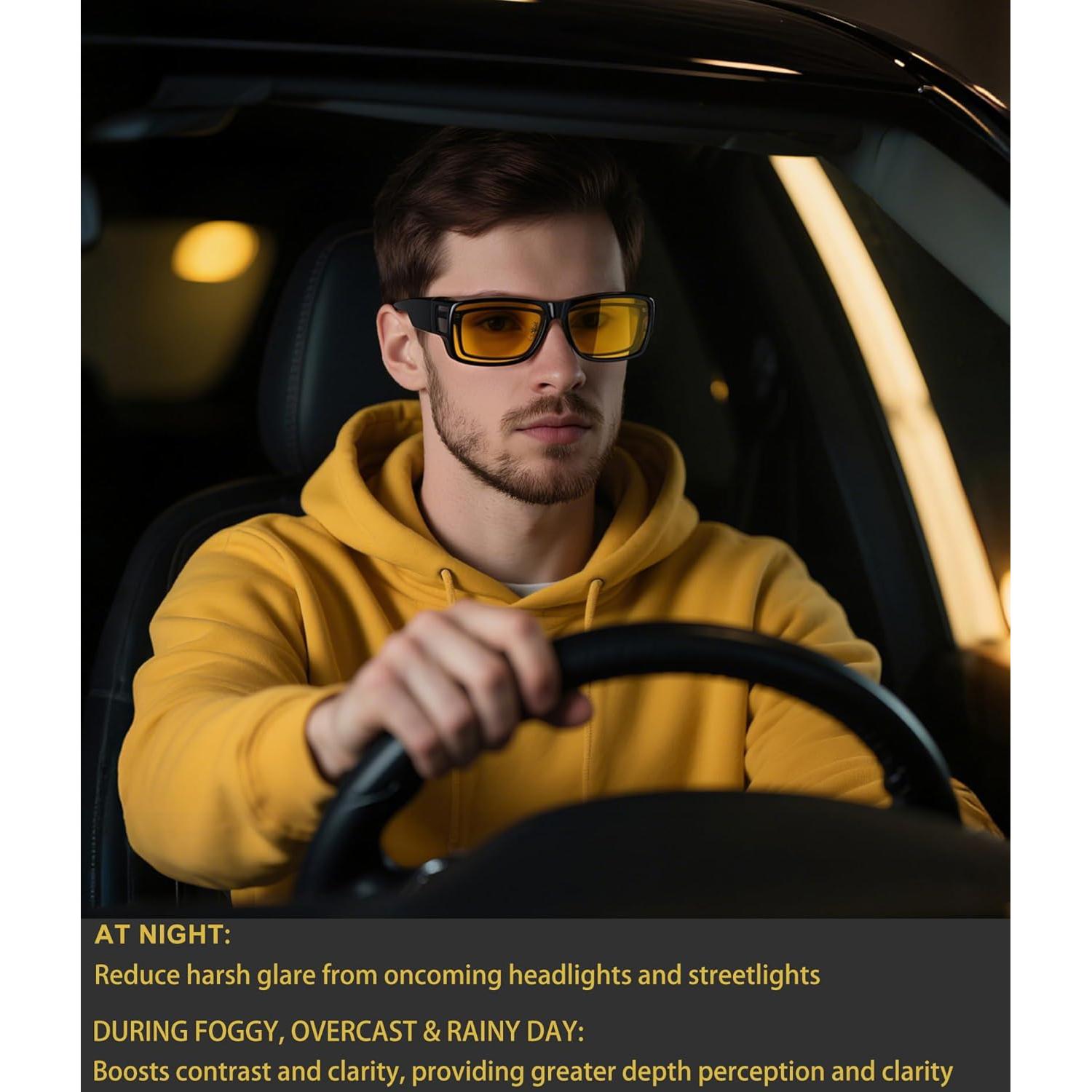 Gafas de Conducción Nocturna CAXMAN HD Polarizadas Amarillas