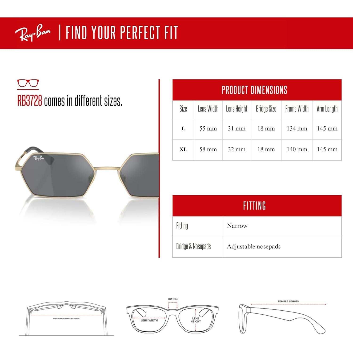 Gafas de sol Ray-Ban RB3728 Yevi Hexagonal Unisex 58mm