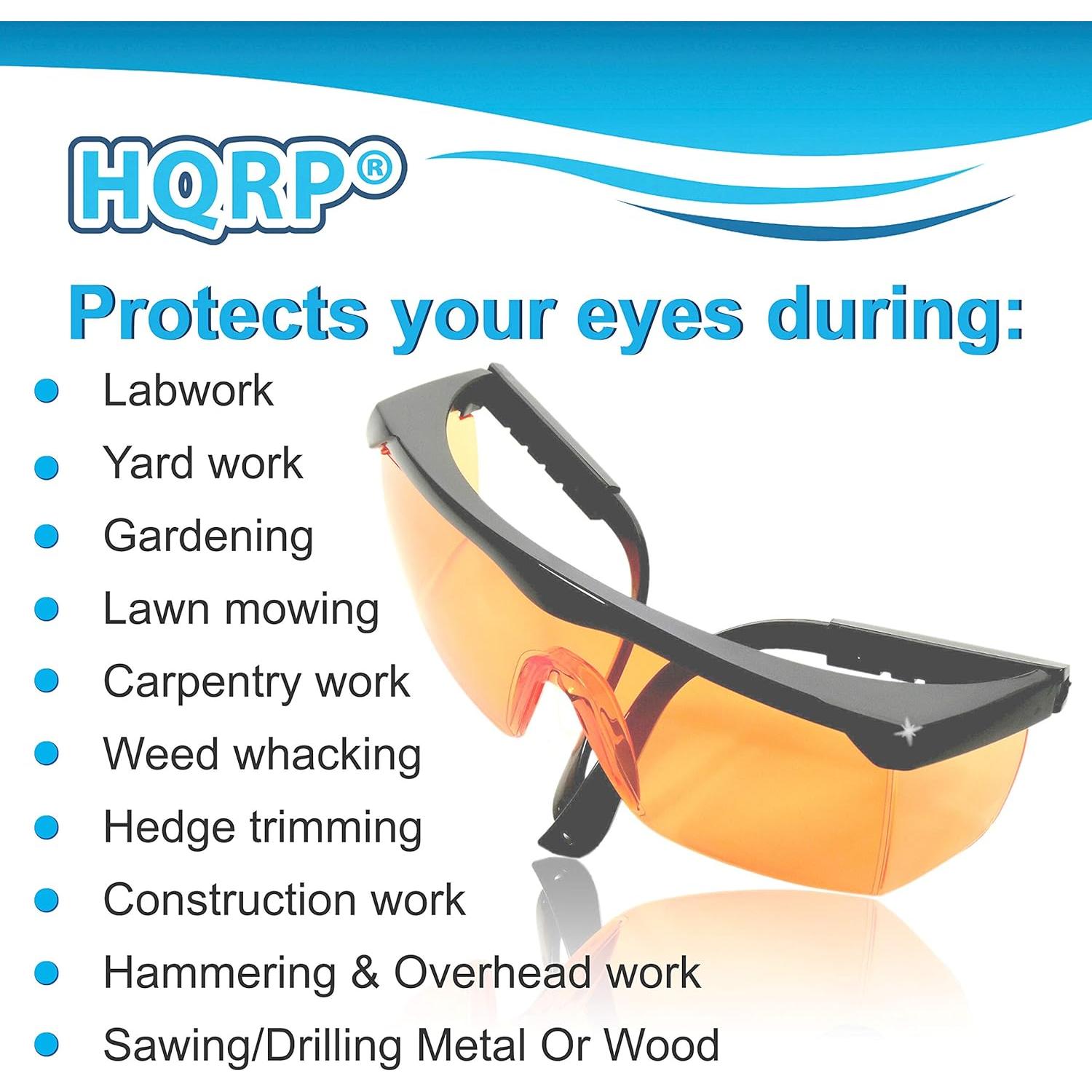 Gafas de Seguridad HQRP con Lentes Naranjas UV 99.9%