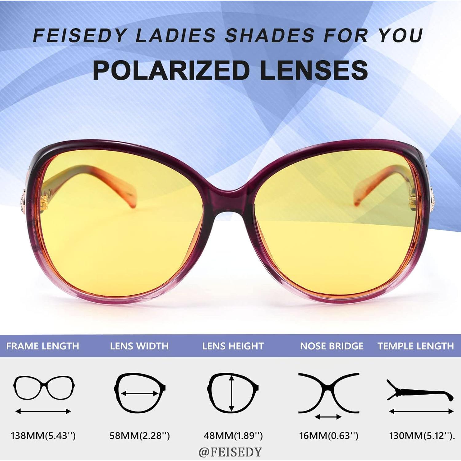 Gafas de Sol Polarizadas FEISEDY Amarillas para Mujeres