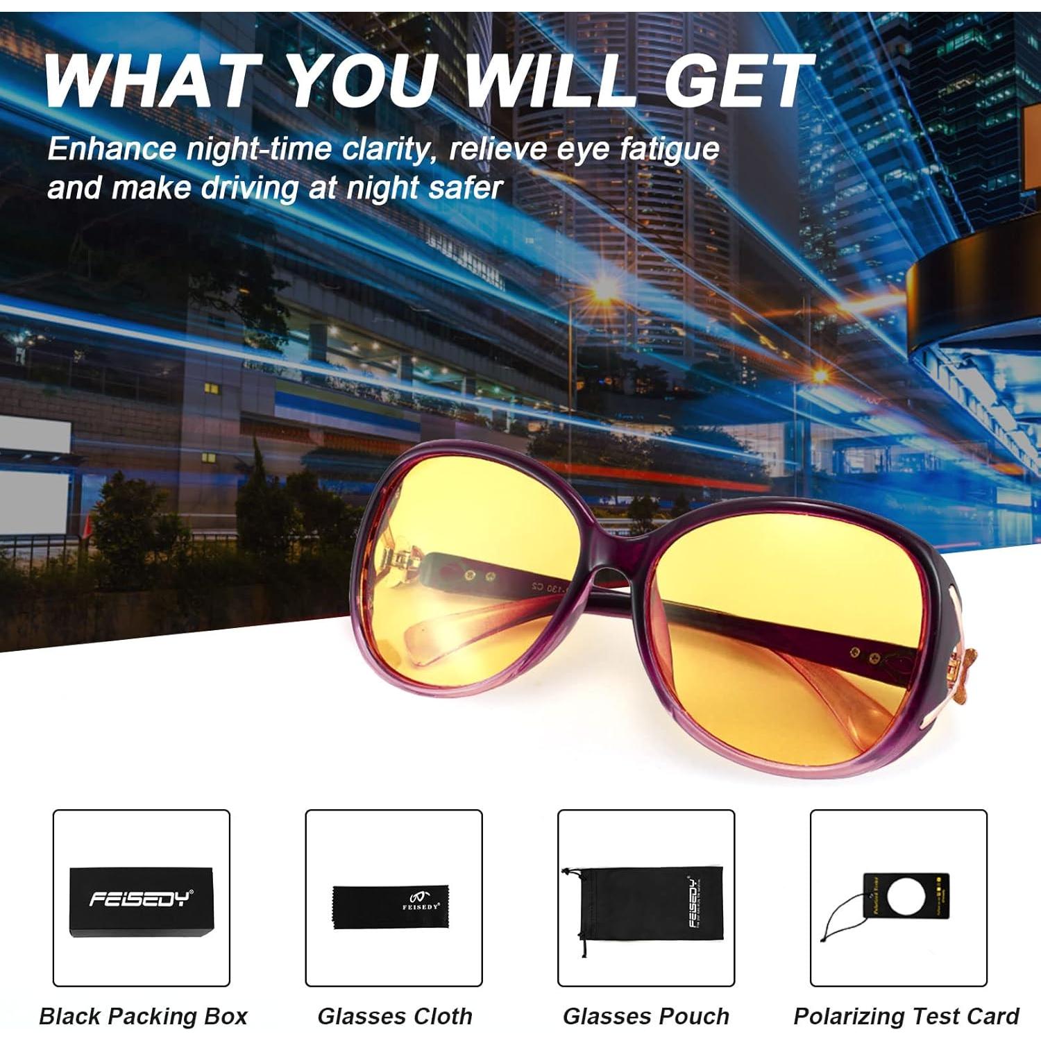 Gafas de Sol Polarizadas FEISEDY Amarillas para Mujeres