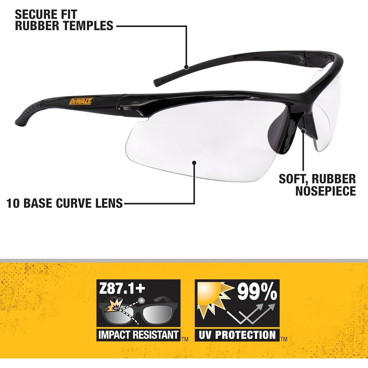 Gafas de Seguridad Dewalt DPG51-1C Lentes Curvados Claros