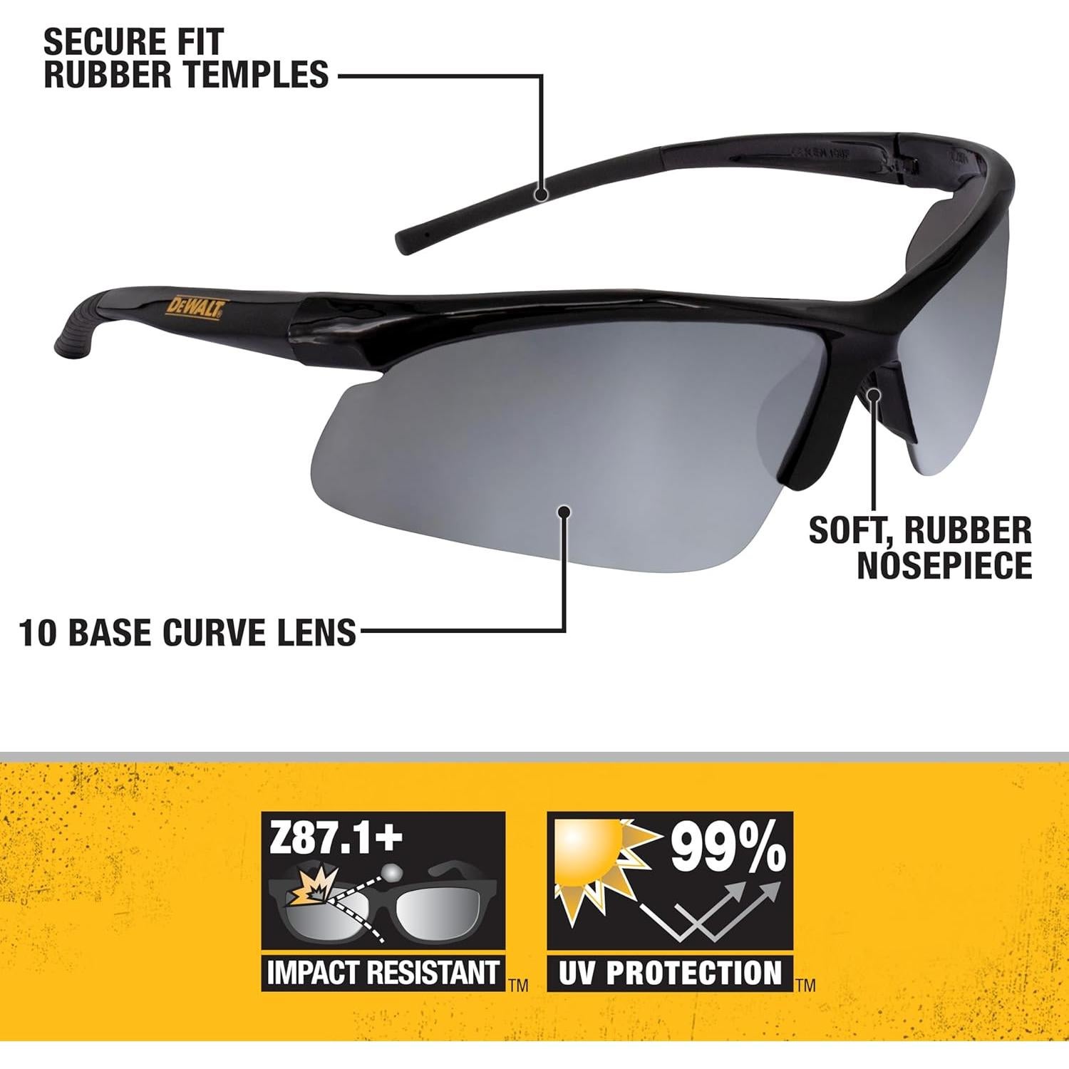 Gafas de Seguridad Dewalt DPG51-6C Lente Curva Base 10