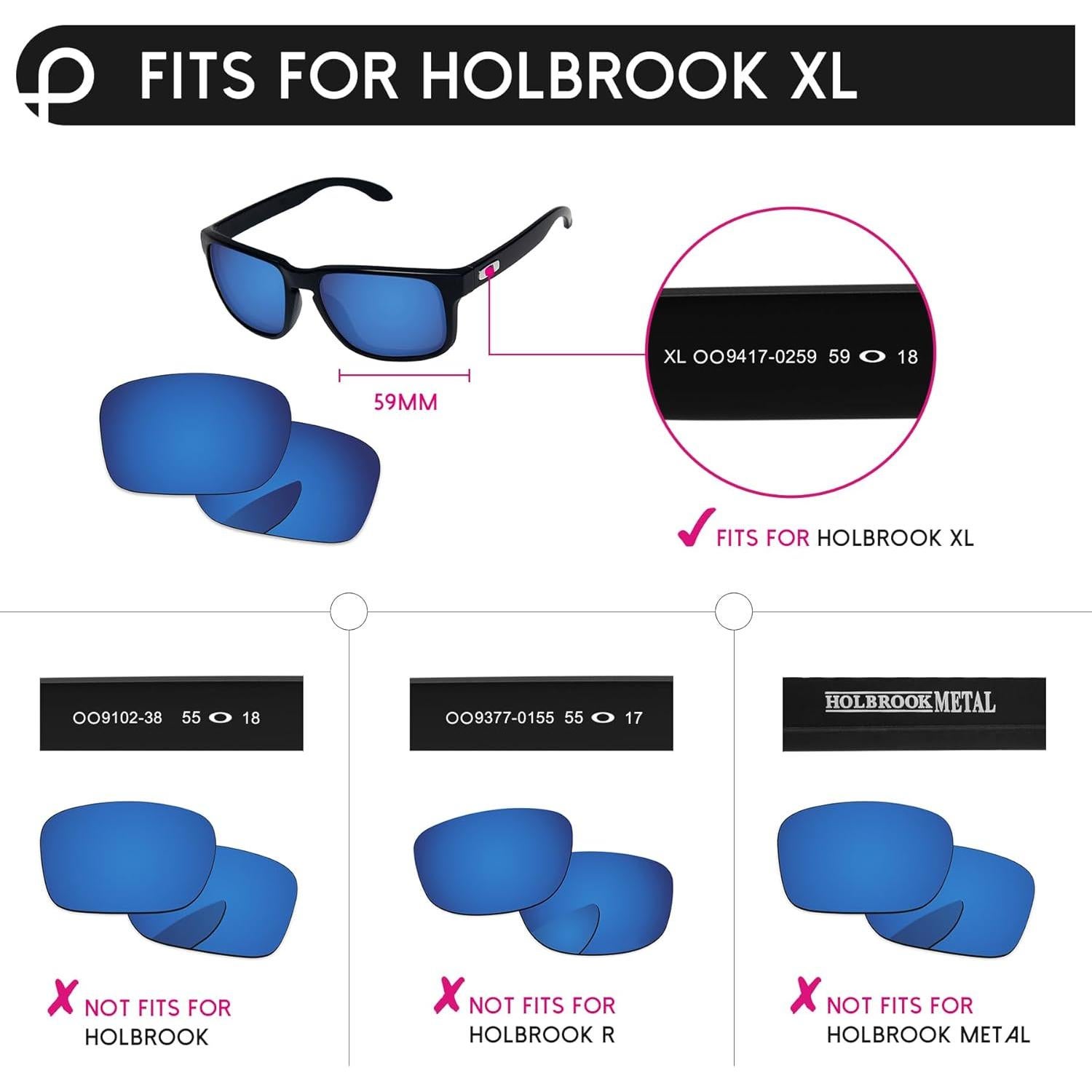 Lentes de Reemplazo PapaViva para Oakley Holbrook XL 59mm