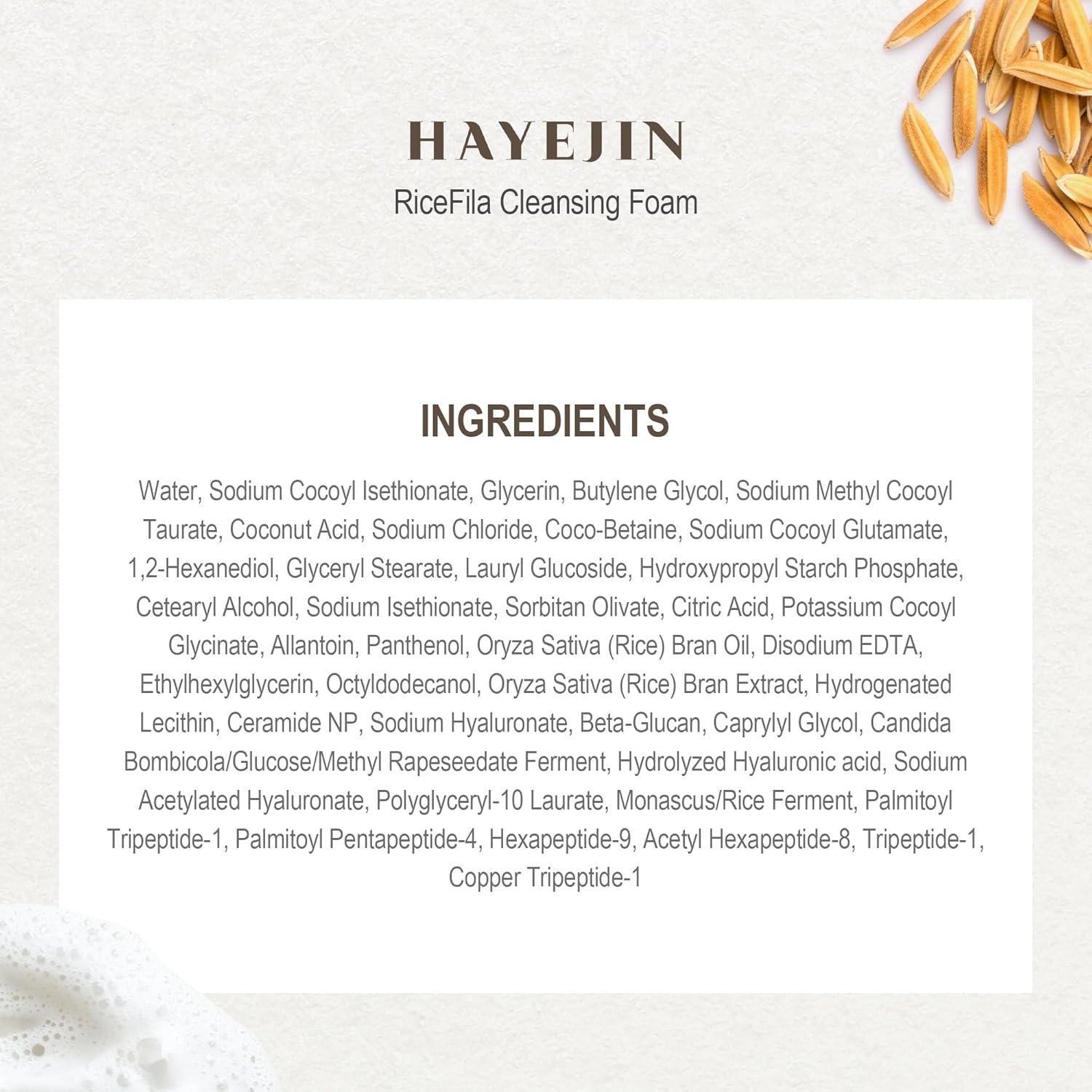 Espuma Limpiadora Facial HAYEJIN RiceFila 100 ml - Hidratante Vegano