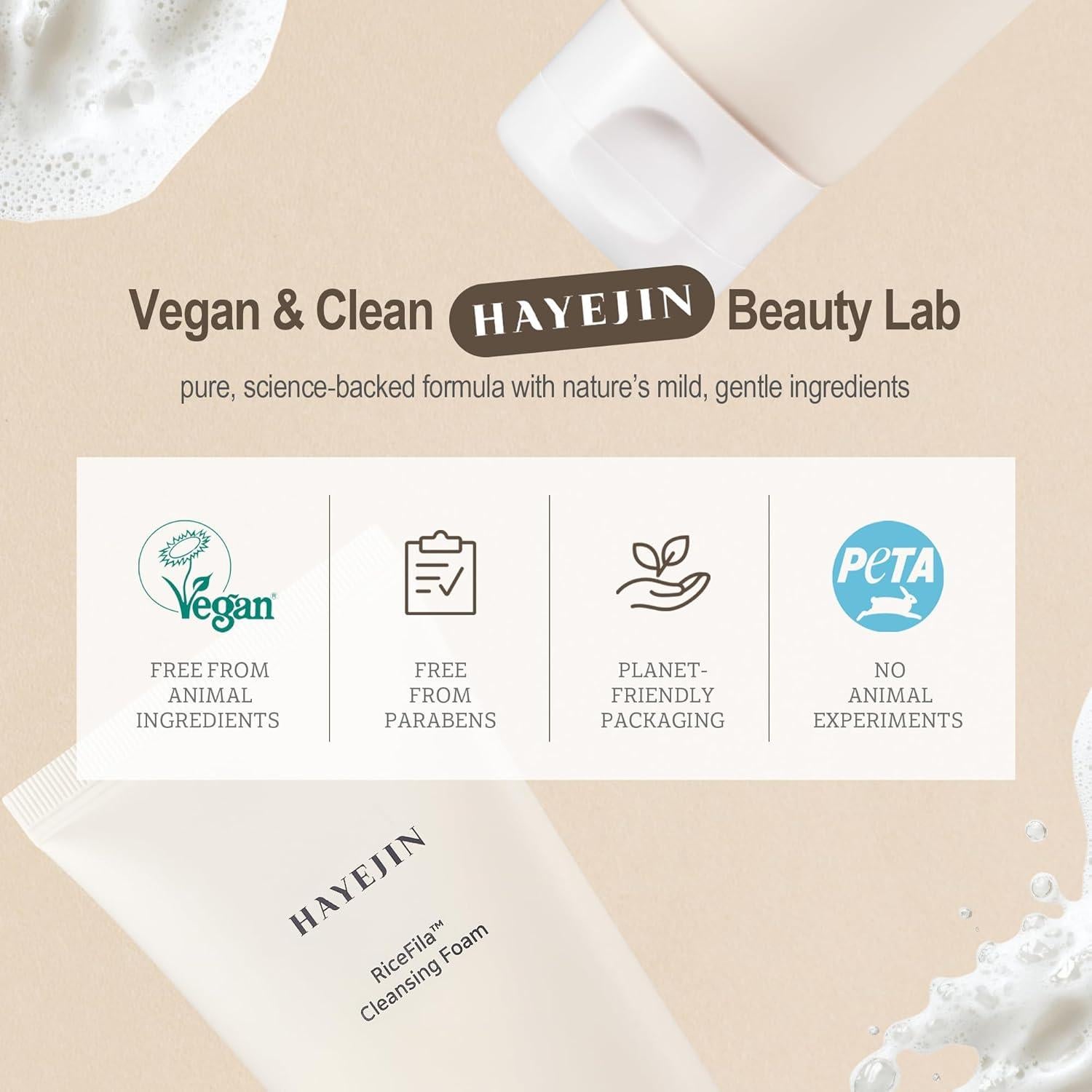 Espuma Limpiadora Facial HAYEJIN RiceFila 100 ml - Hidratante Vegano