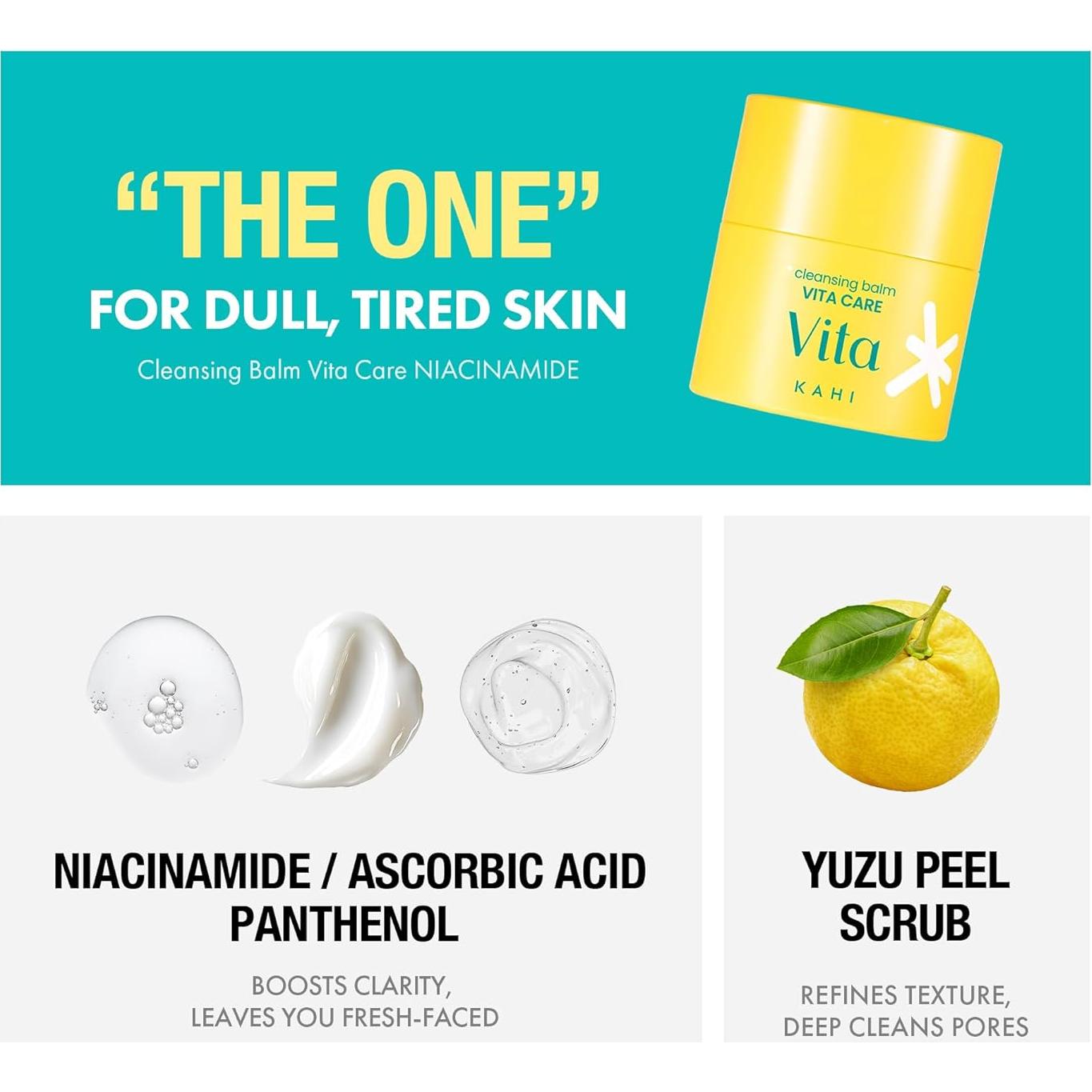 Bálsamo Limpiador KAHI Vita Care Niacinamida 49.9 ml - Desmaquillante Exfoliante con Vitaminas B y C