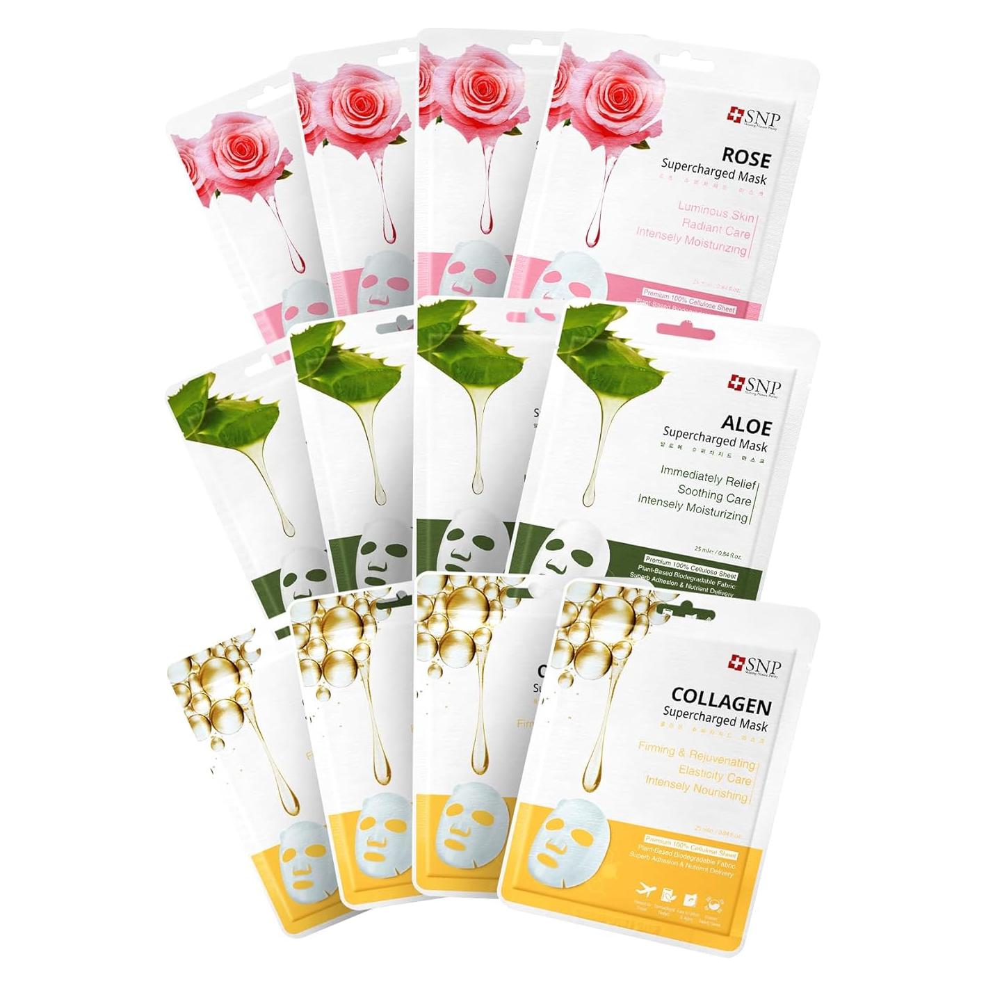 Conjunto de Mascarillas SNP - 12 Mascarillas Hidratantes Coreanas