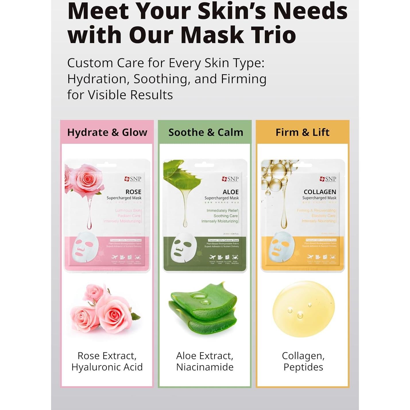 Conjunto de Mascarillas SNP - 12 Mascarillas Hidratantes Coreanas