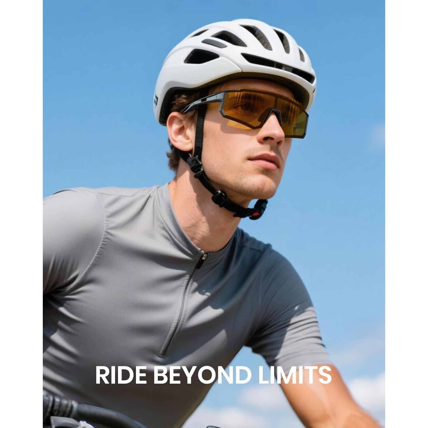 Cyxus One-Piece Lens Cycling Running Glasses for Men Women Polarized Sunglasses Lightweight Wraparound Fit for Sport P1178