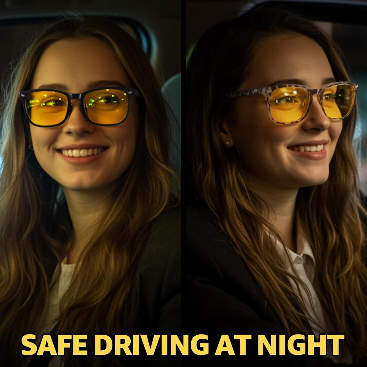 Gafas de Visión Nocturna Myiaur para Mujeres - 2 Pack Amarillas UV400
