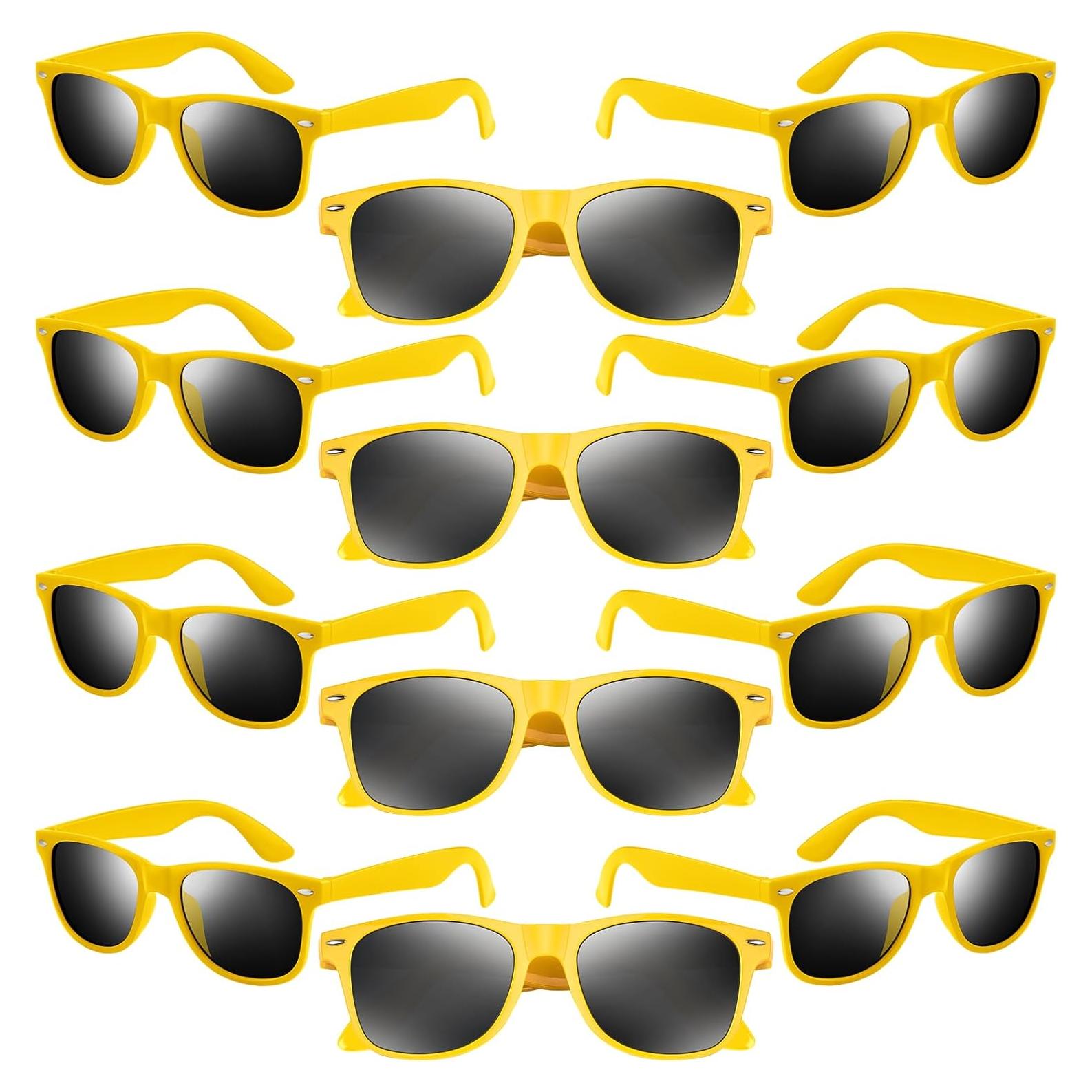 Paquete de 6 Gafas de Sol Neón Amarillo UV400 Retro