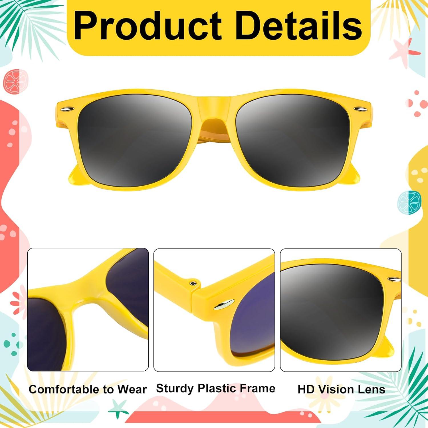 Paquete de 6 Gafas de Sol Neón Amarillo UV400 Retro