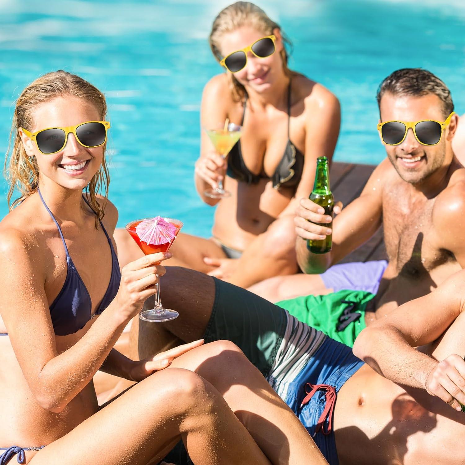 Paquete de 6 Gafas de Sol Neón Amarillo UV400 Retro