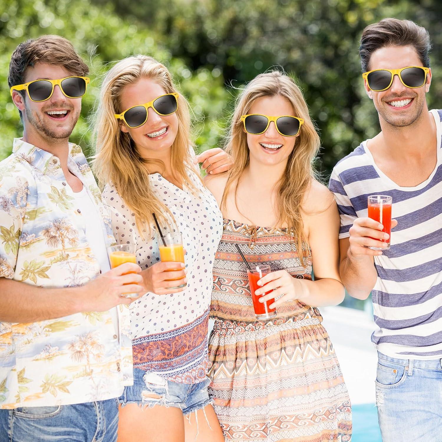 Paquete de 6 Gafas de Sol Neón Amarillo UV400 Retro