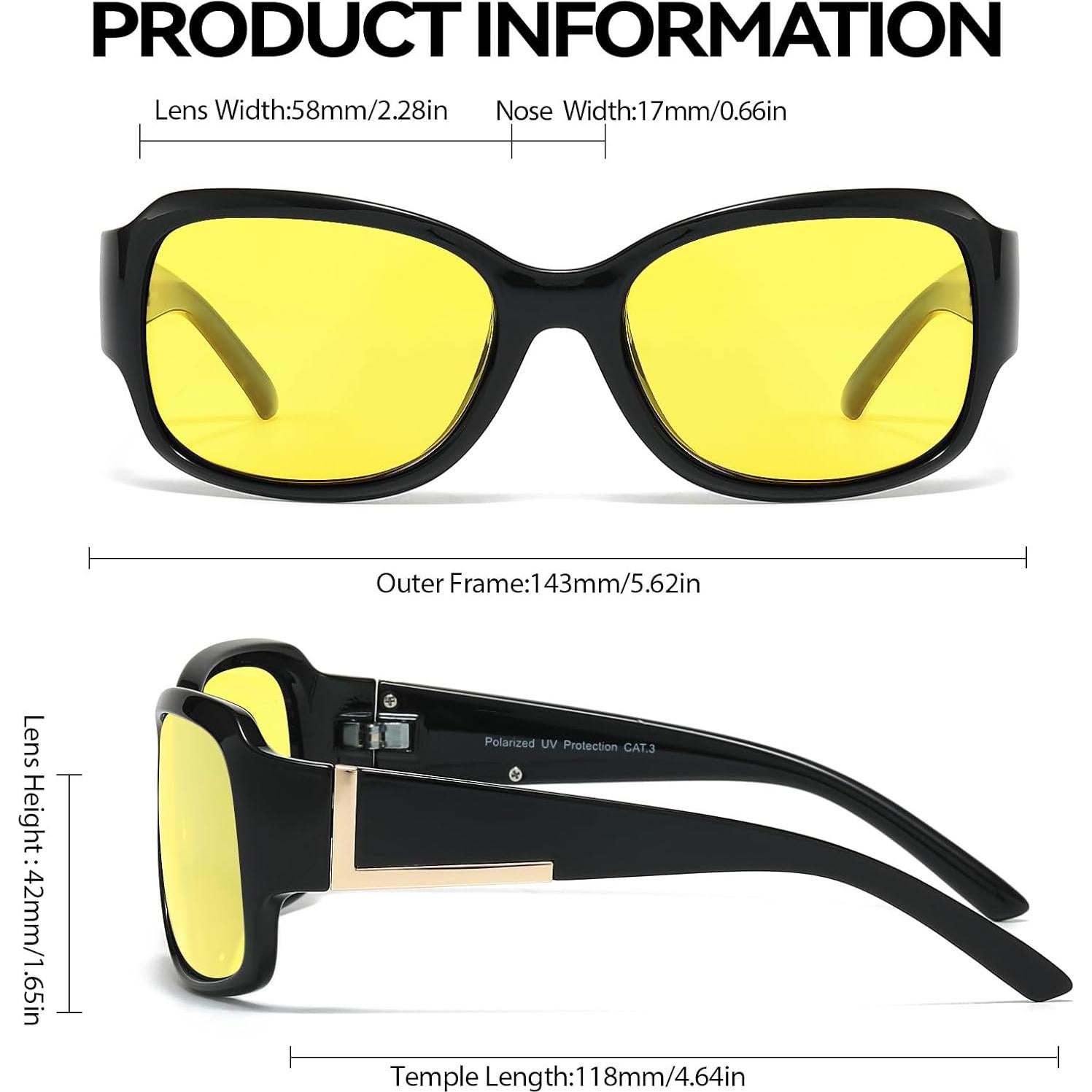 Gafas de sol polarizadas LVIOE para mujeres con lentes amarillos