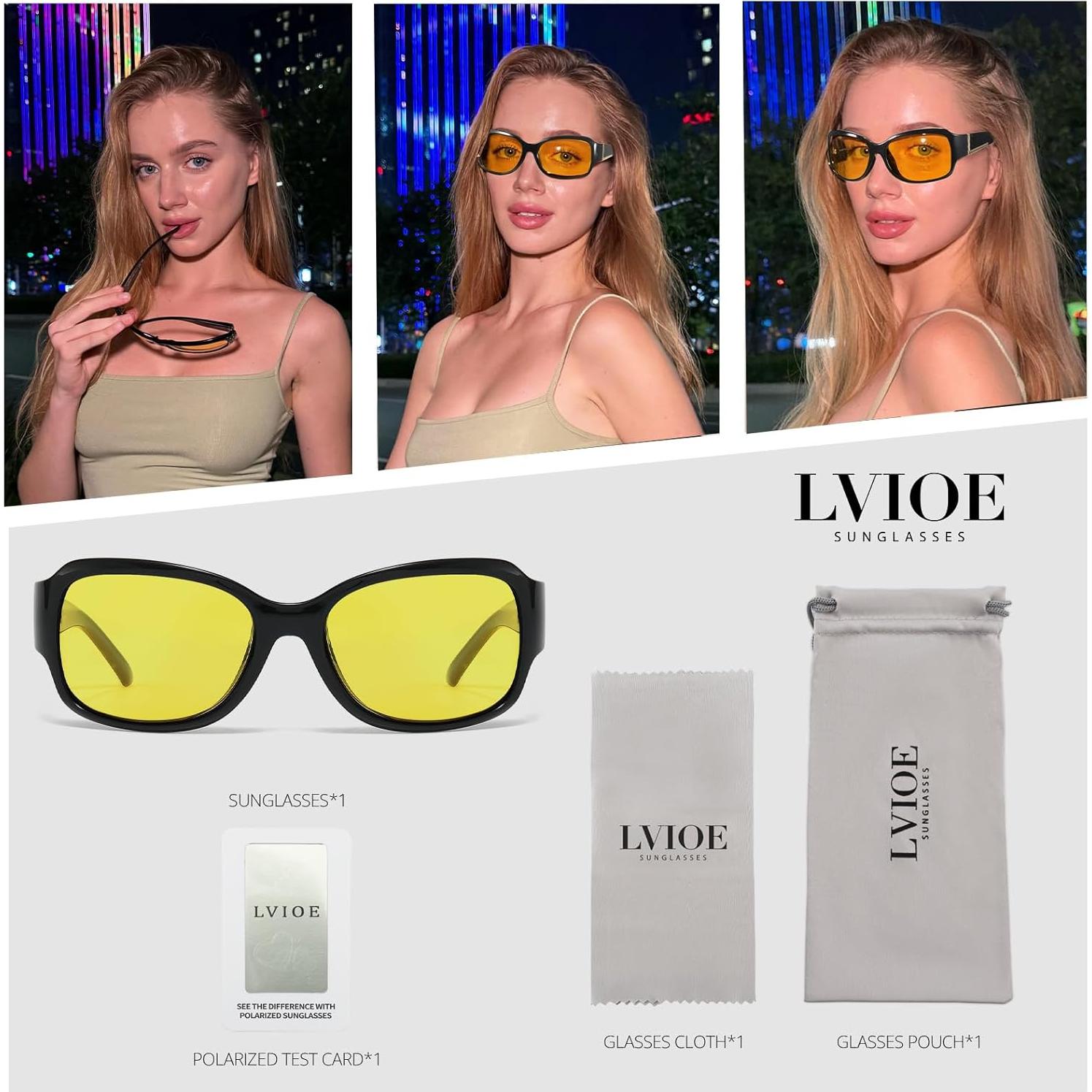 Gafas de sol polarizadas LVIOE para mujeres con lentes amarillos