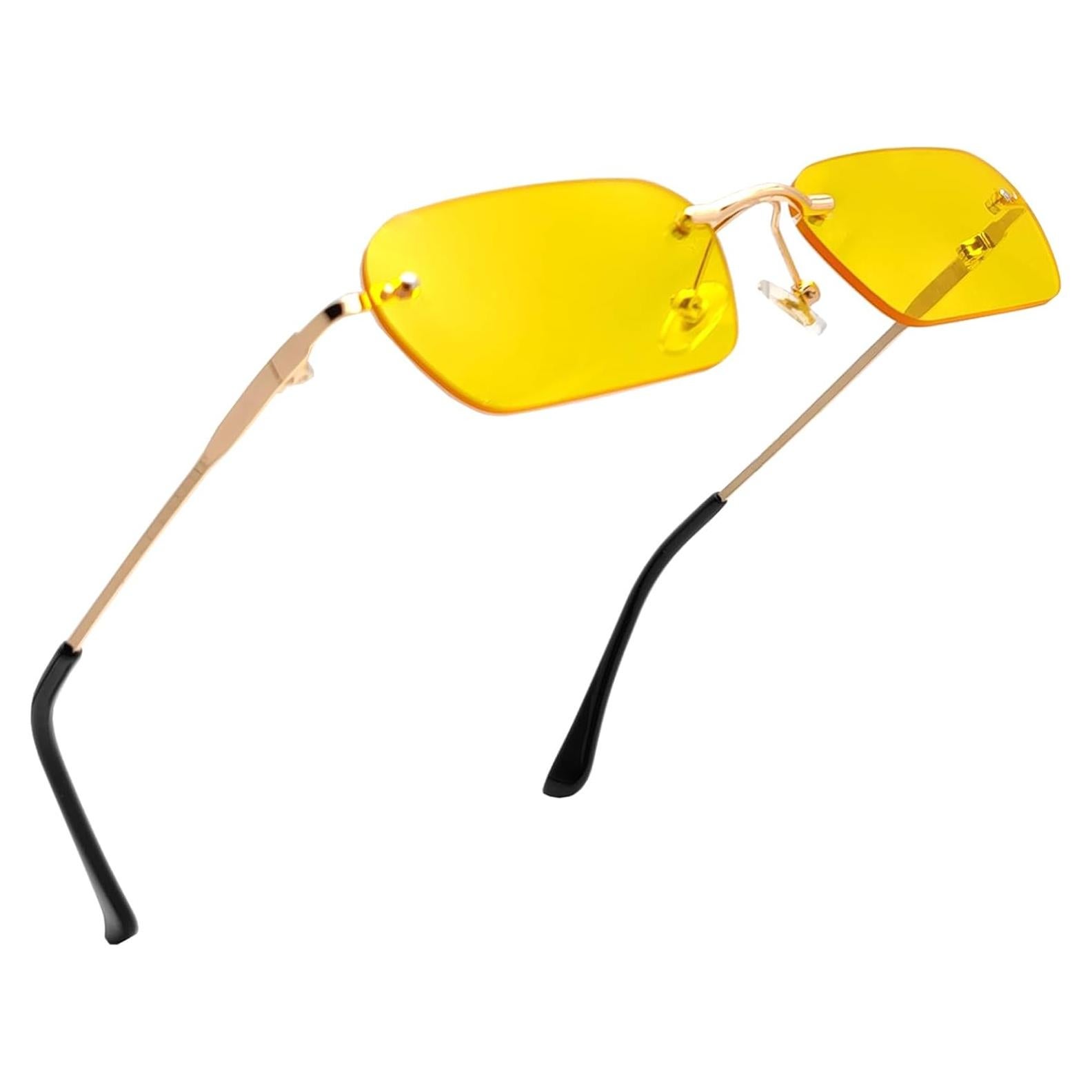 Gafas de sol retro sin montura Mriendao amarillas UV400