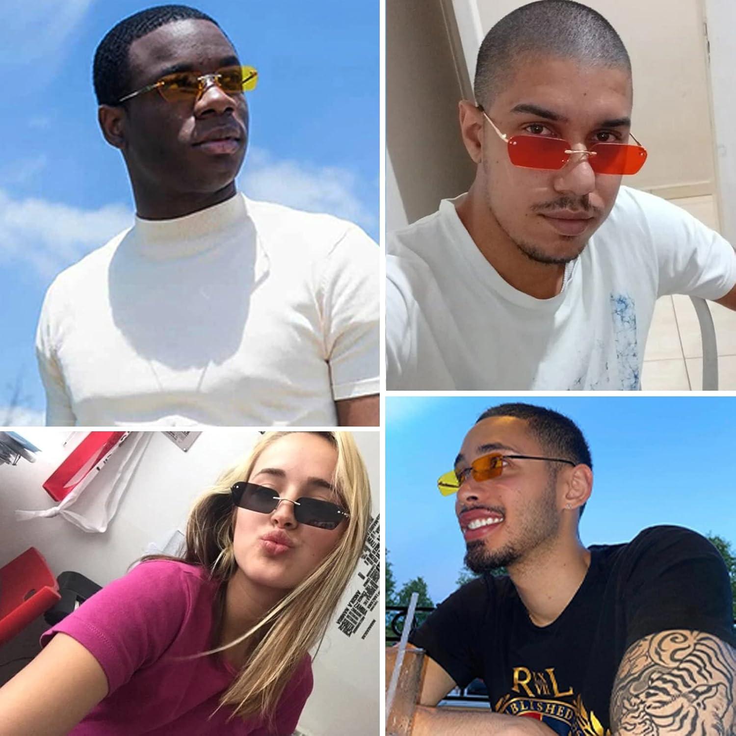 Gafas de sol retro sin montura Mriendao amarillas UV400