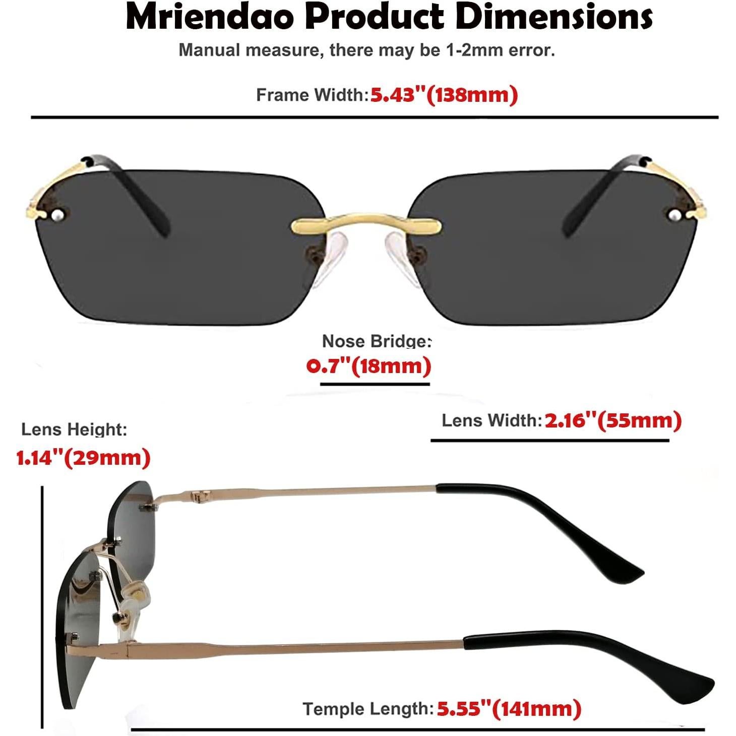 Gafas de sol retro sin montura Mriendao amarillas UV400