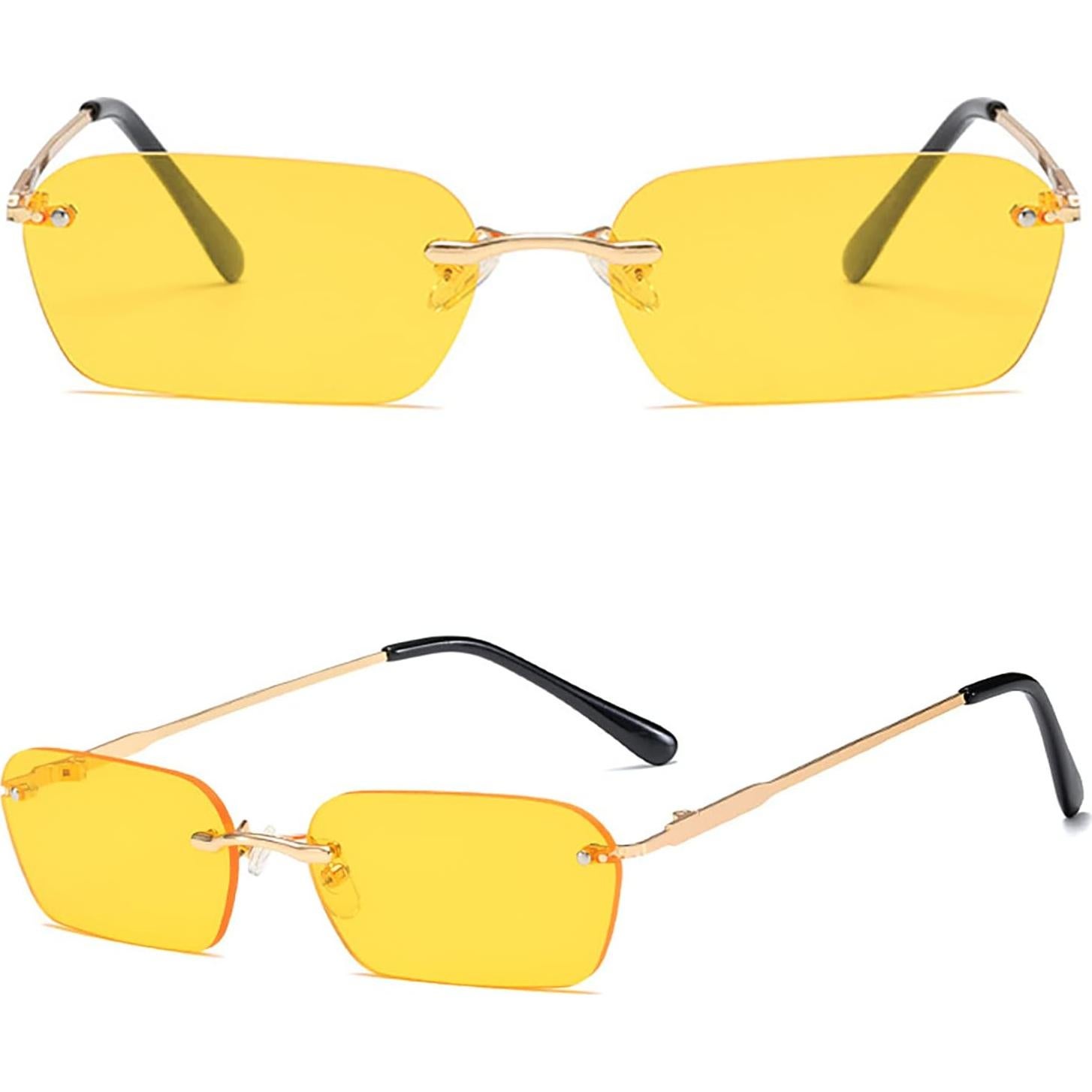 Gafas de sol retro sin montura Mriendao amarillas UV400