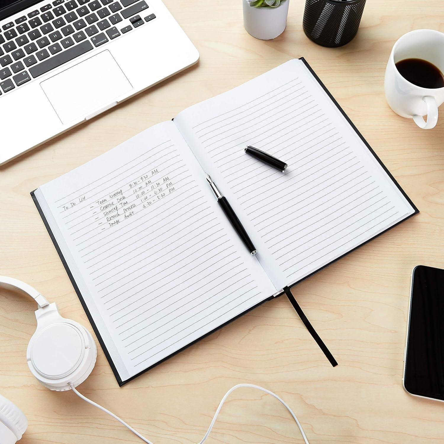 Diarios Profesionales Amazon Basics, 2 Unidades, Negro, 26.67x19.05 cm