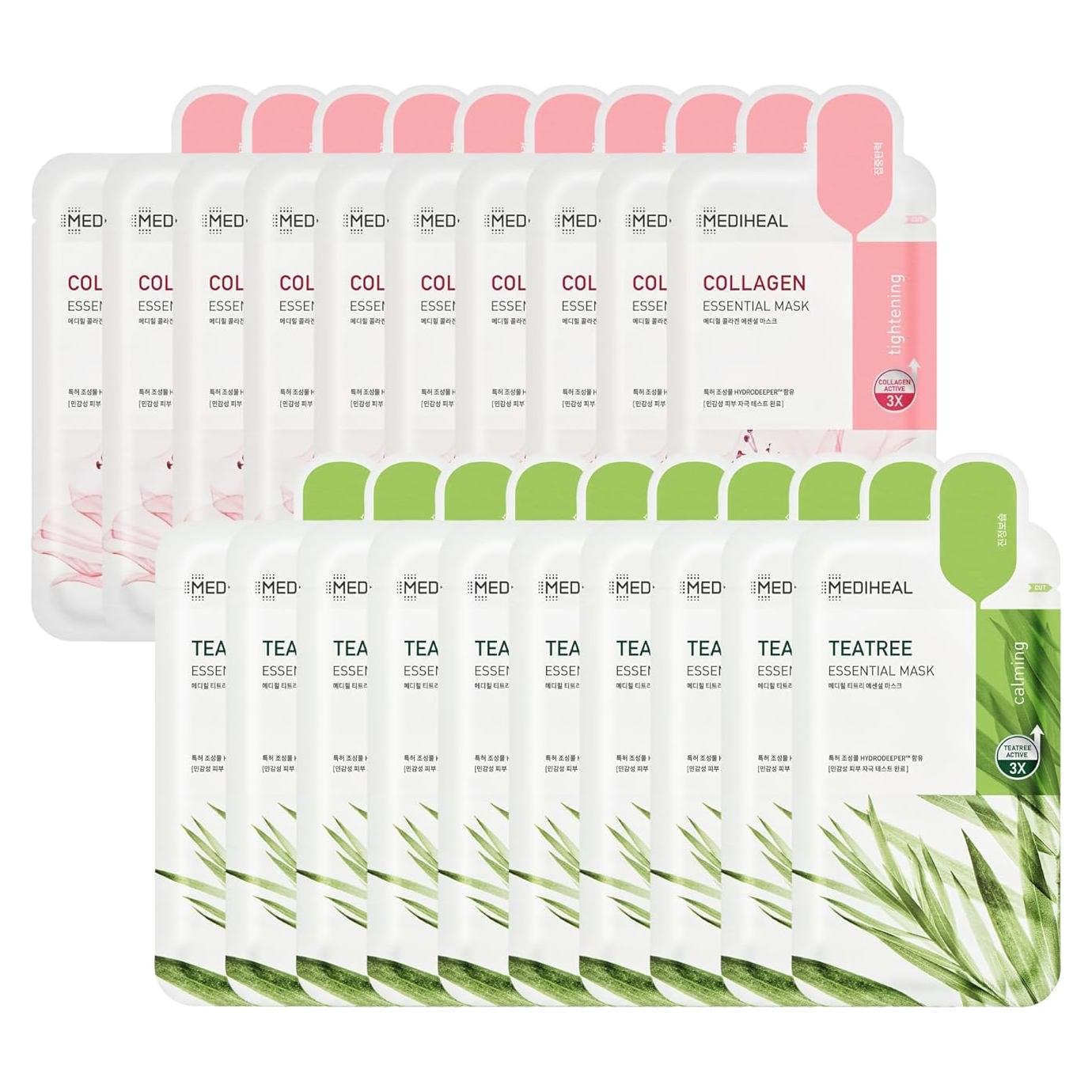 Mascarillas de Colágeno y Té de Árbol Mediheal - Set 20 Hojas