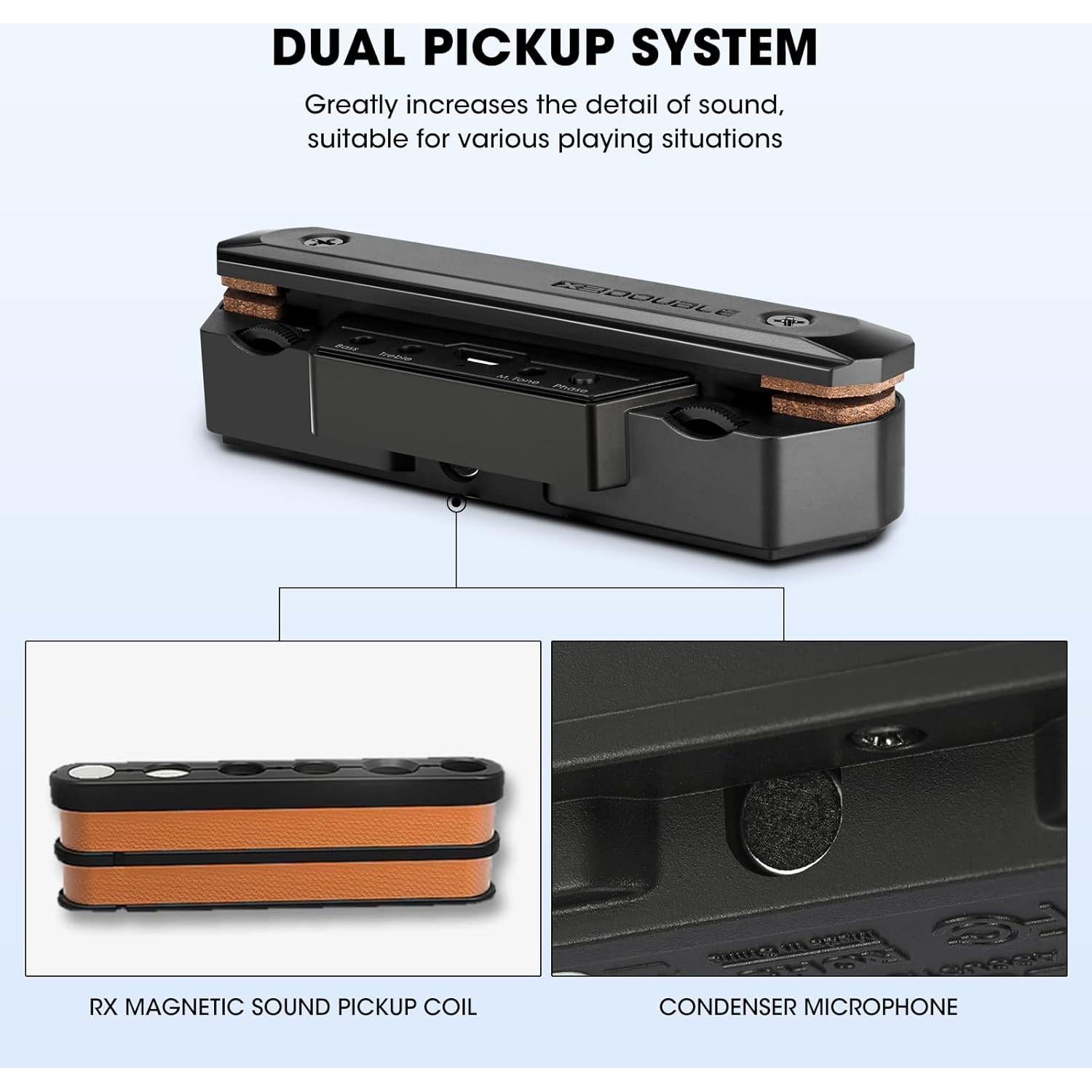 Pastilla de Guitarra Acústica Activa Recargable con Micrófono