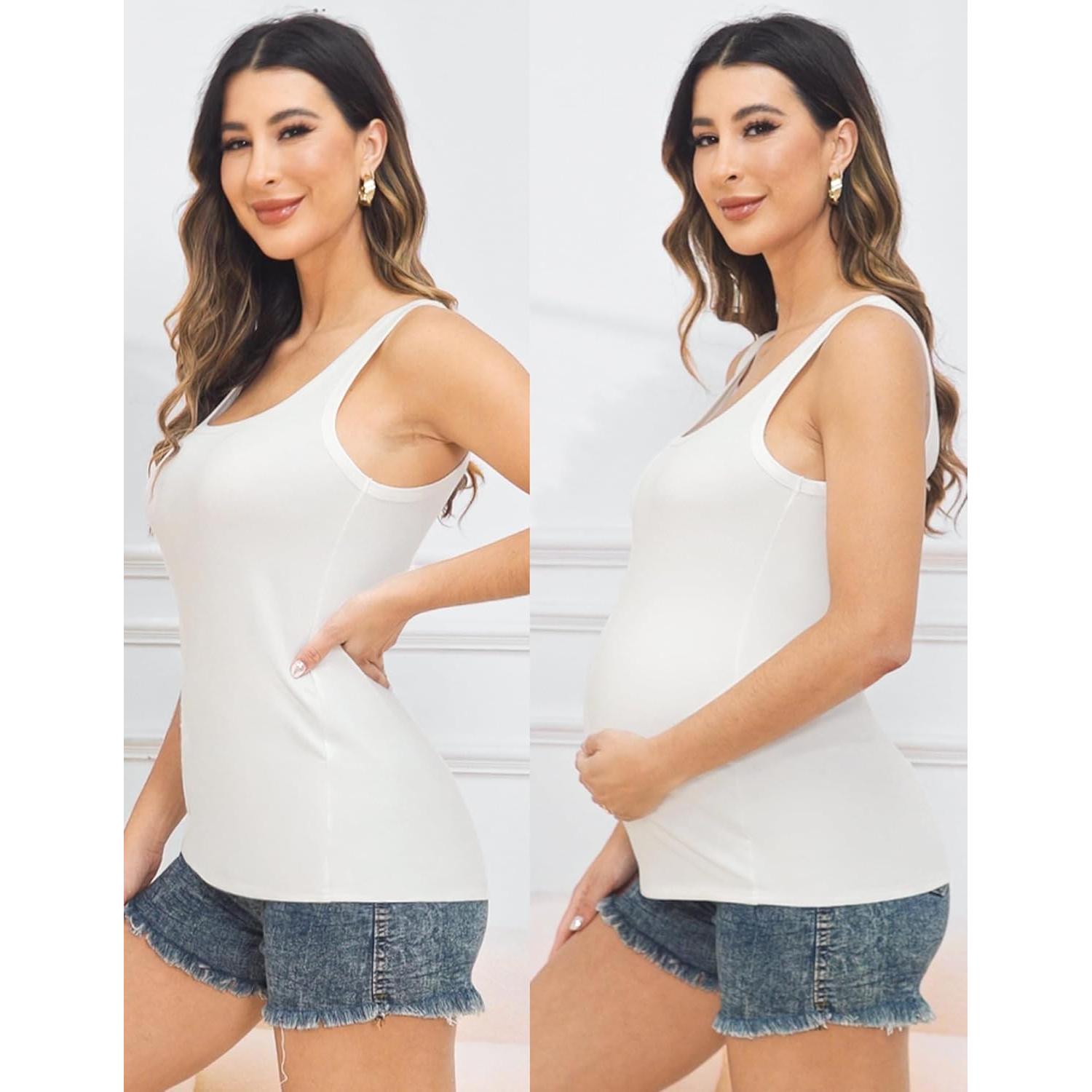 Camiseta de Maternidad PACBREEZE Sin Mangas Cuello U S-XL