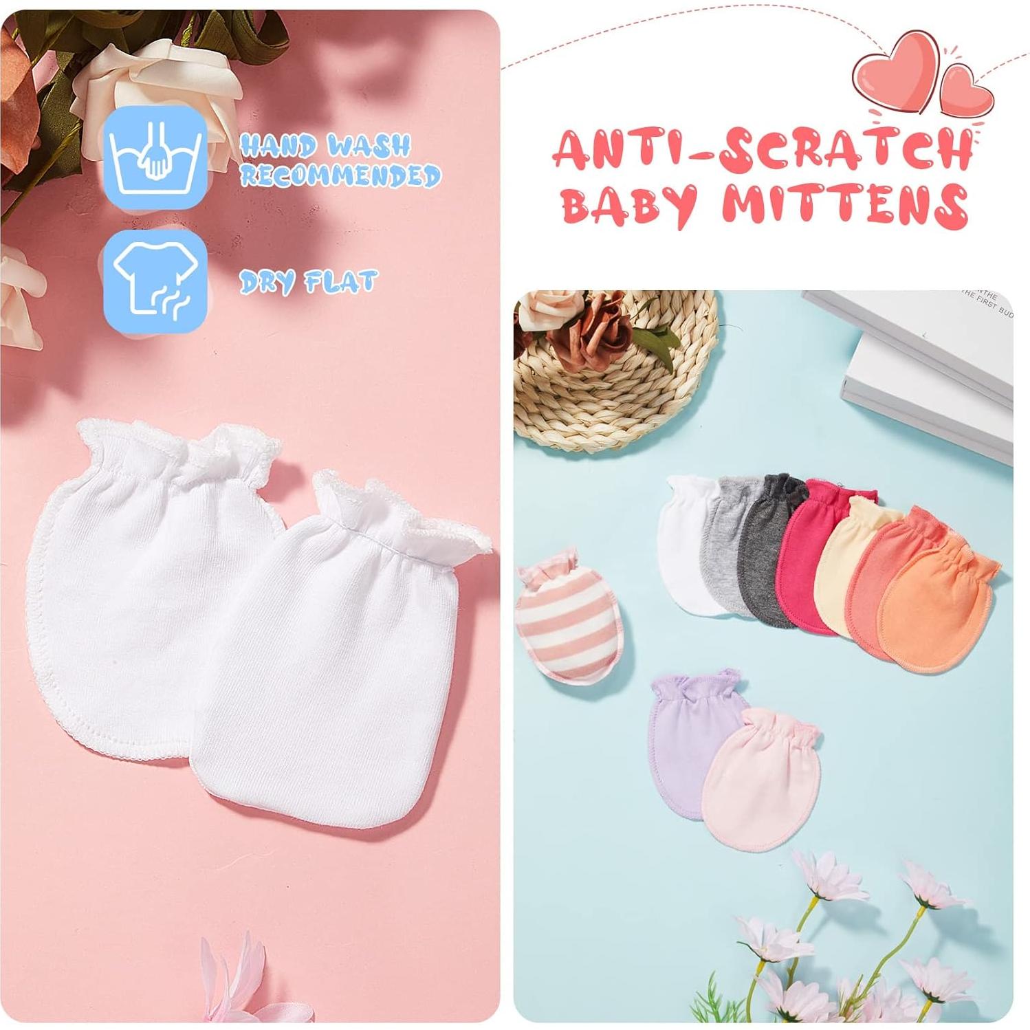 20 Pares Manoplas de Algodón para Bebés 0-6 Meses Sin Rasguños