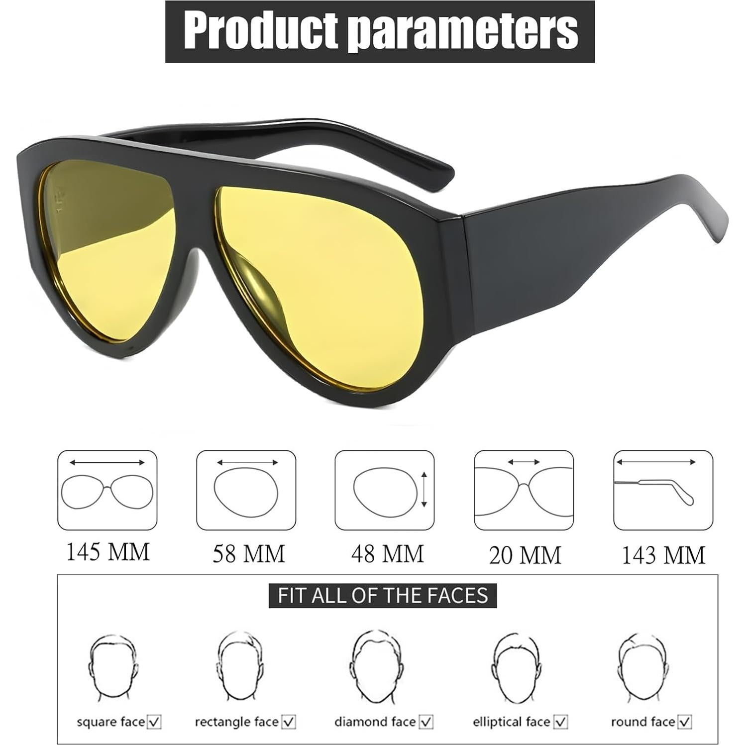 Gafas de sol aviador retro unisex 58mm UV400 - Modelo 1044