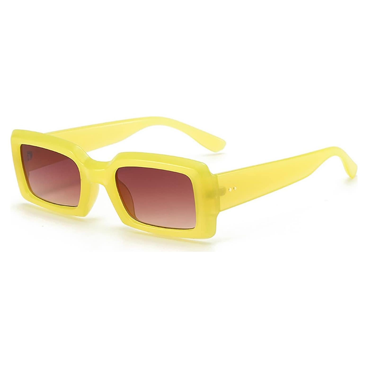Gafas de sol rectangulares retro unisex 90s amarillas