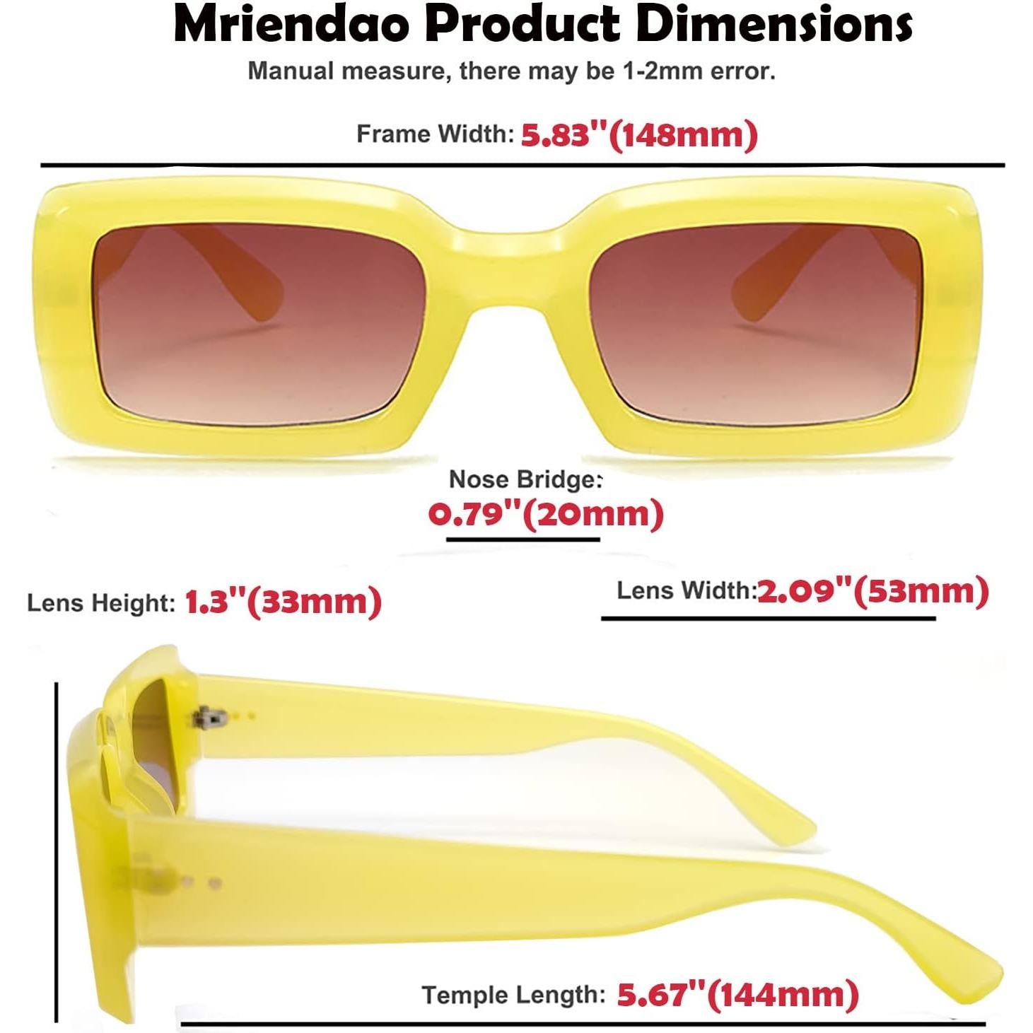 Gafas de sol rectangulares retro unisex 90s amarillas