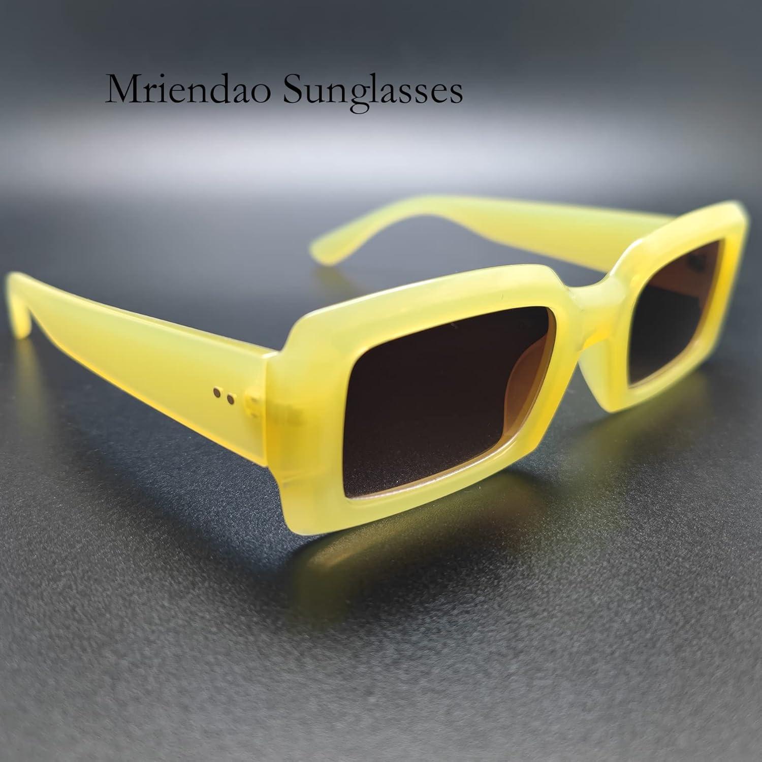 Gafas de sol rectangulares retro unisex 90s amarillas