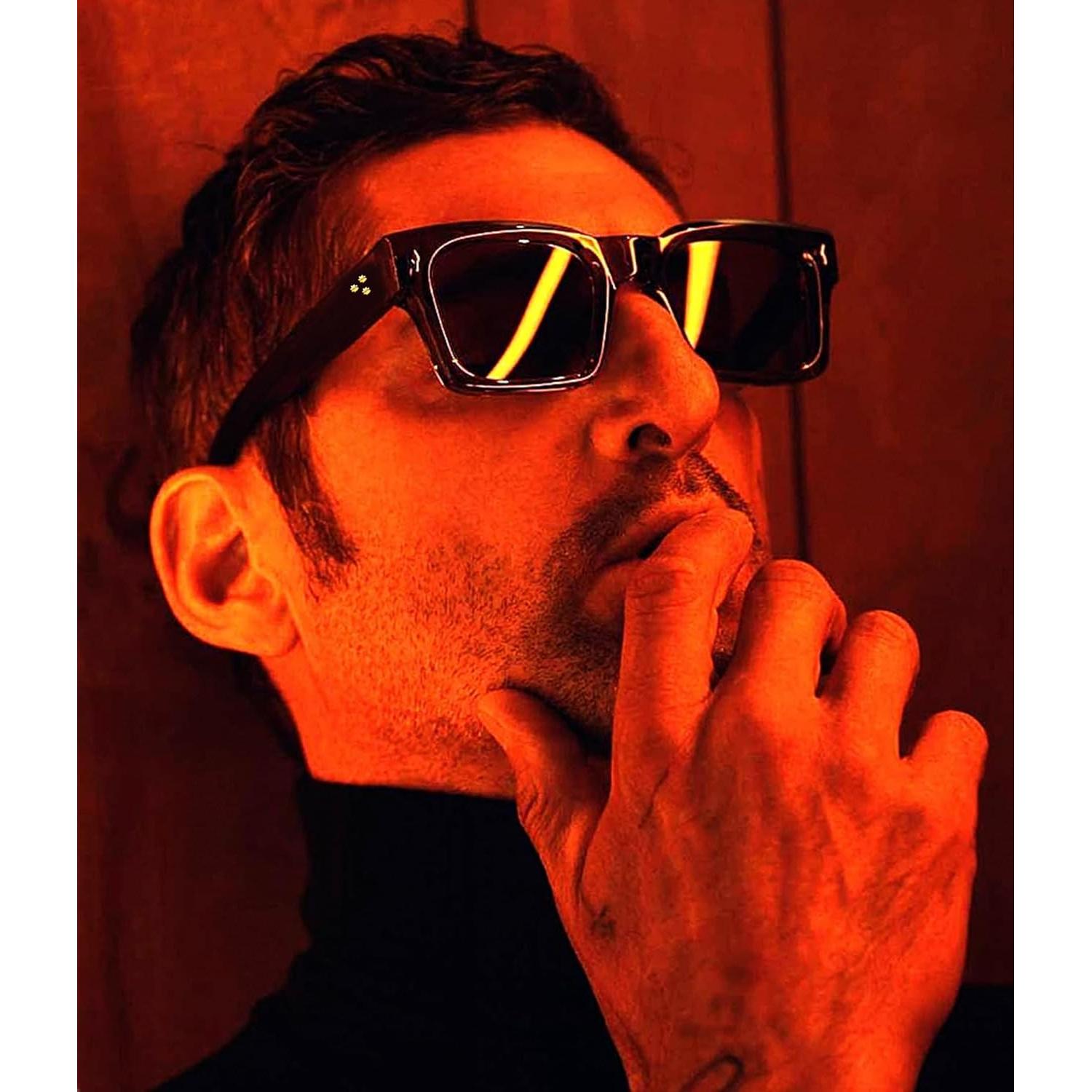 Gafas de sol cuadradas EYLRIM unisex con lentes UV400 negras